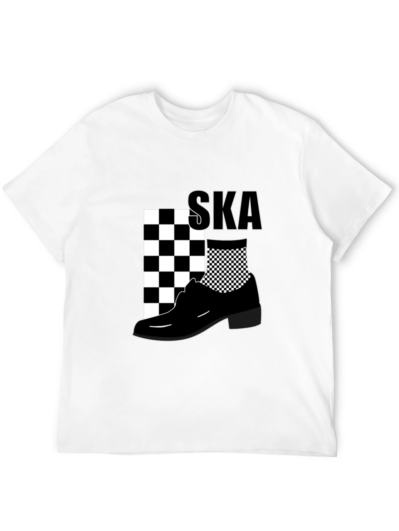 Mens Black SKA T-Shirt with Checkerboard Design