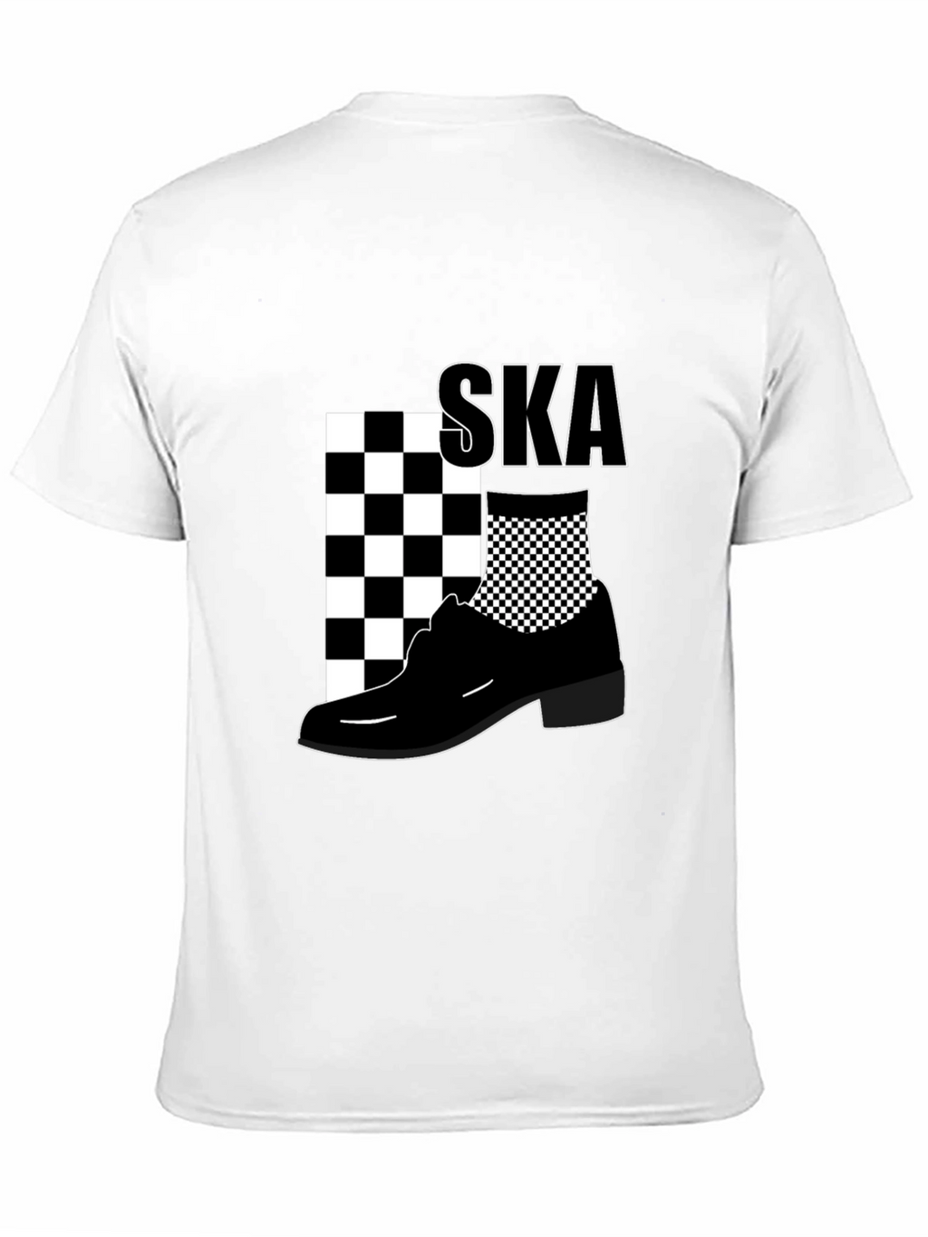 Mens Black SKA T-Shirt with Checkerboard Design