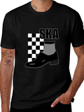 Mens Black SKA T-Shirt with Checkerboard Design