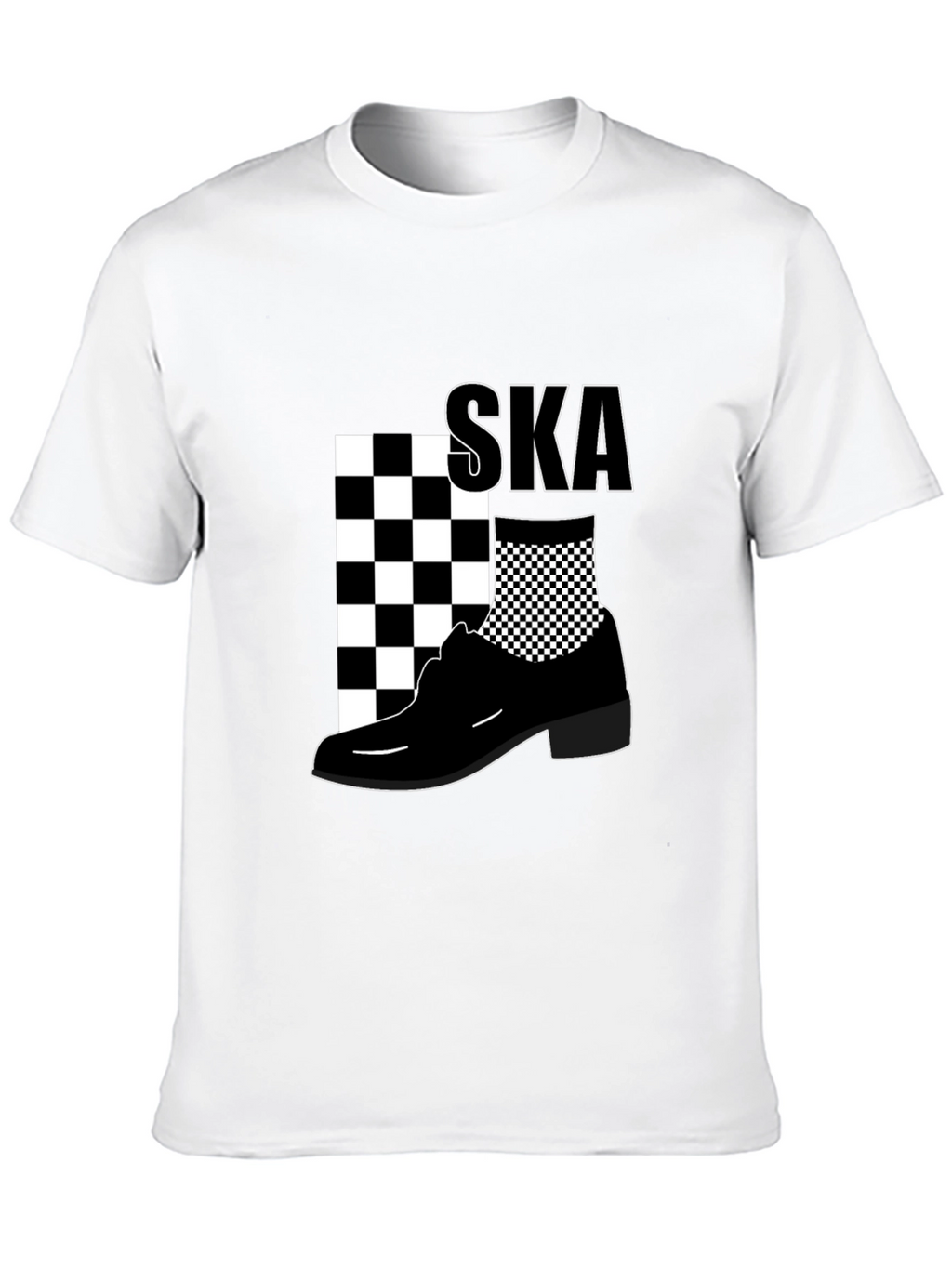 Mens Black SKA T-Shirt with Checkerboard Design