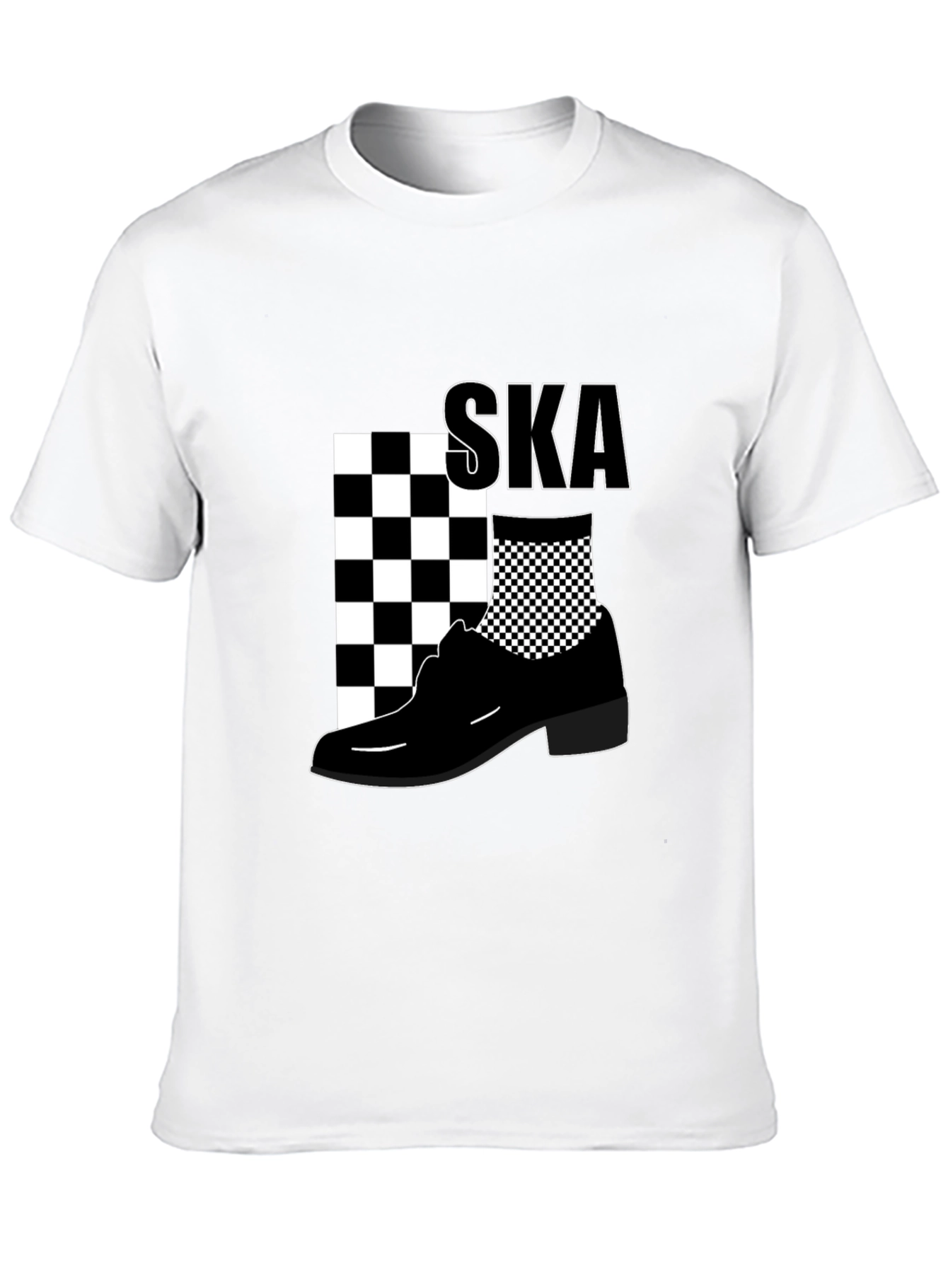 Mens Black SKA T-Shirt with Checkerboard Design