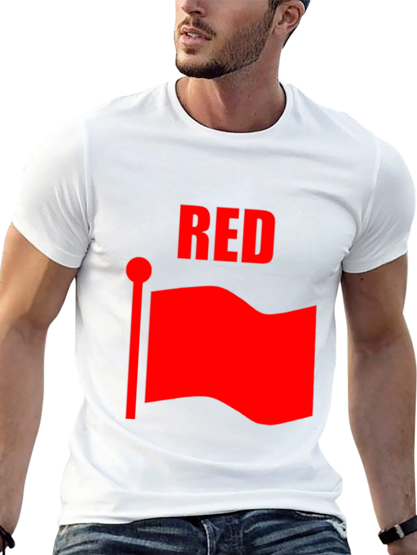 Red Flag Graphic Black T-Shirt
