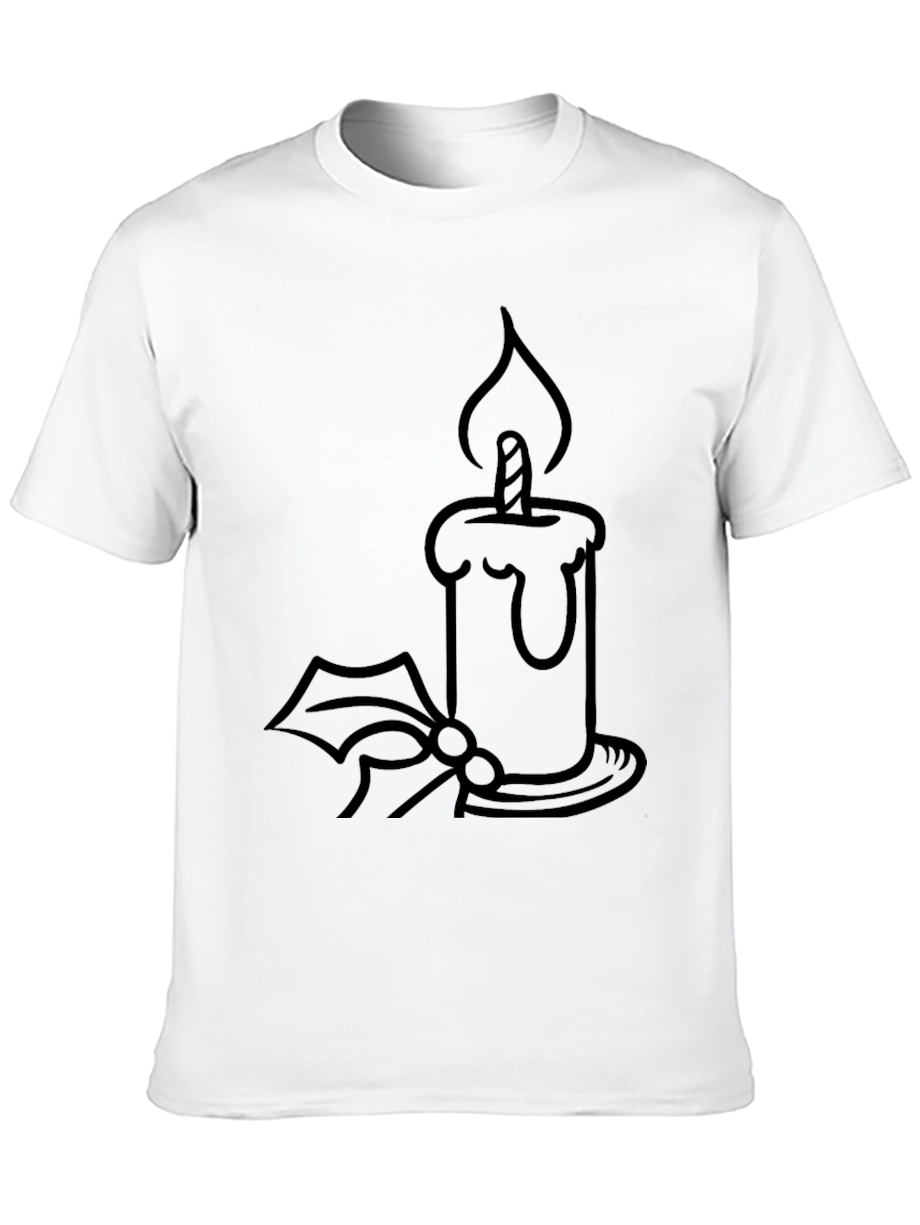 Candle Holly Graphic Tee - Festive Holiday Shirt