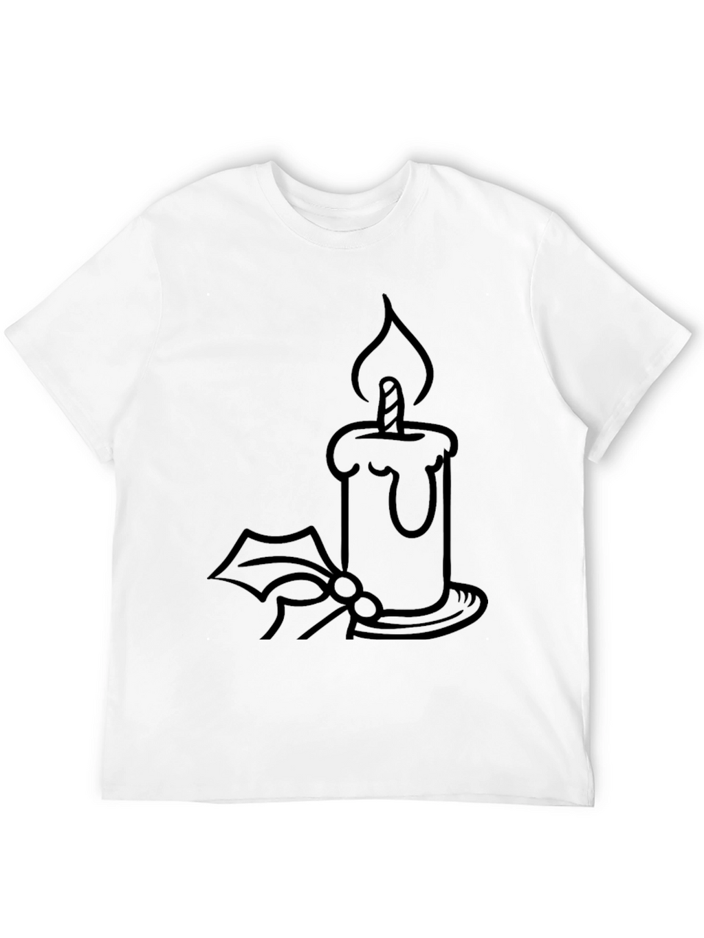 Candle Holly Graphic Tee - Festive Holiday Shirt