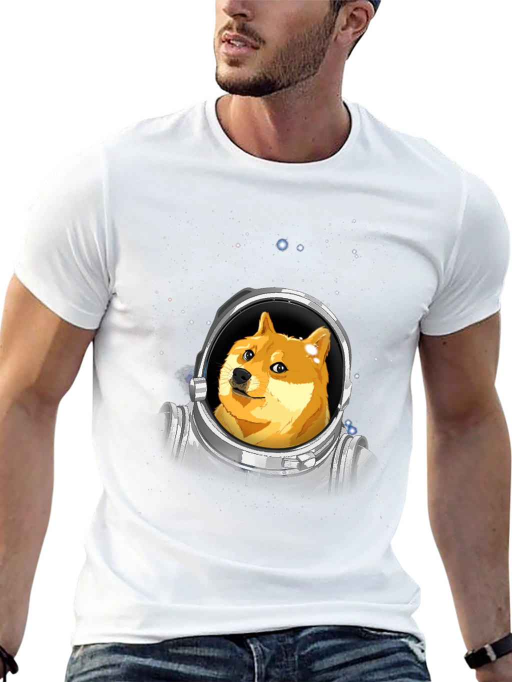 Doge Astronaut Black T-Shirt - Crypto Meme Tee