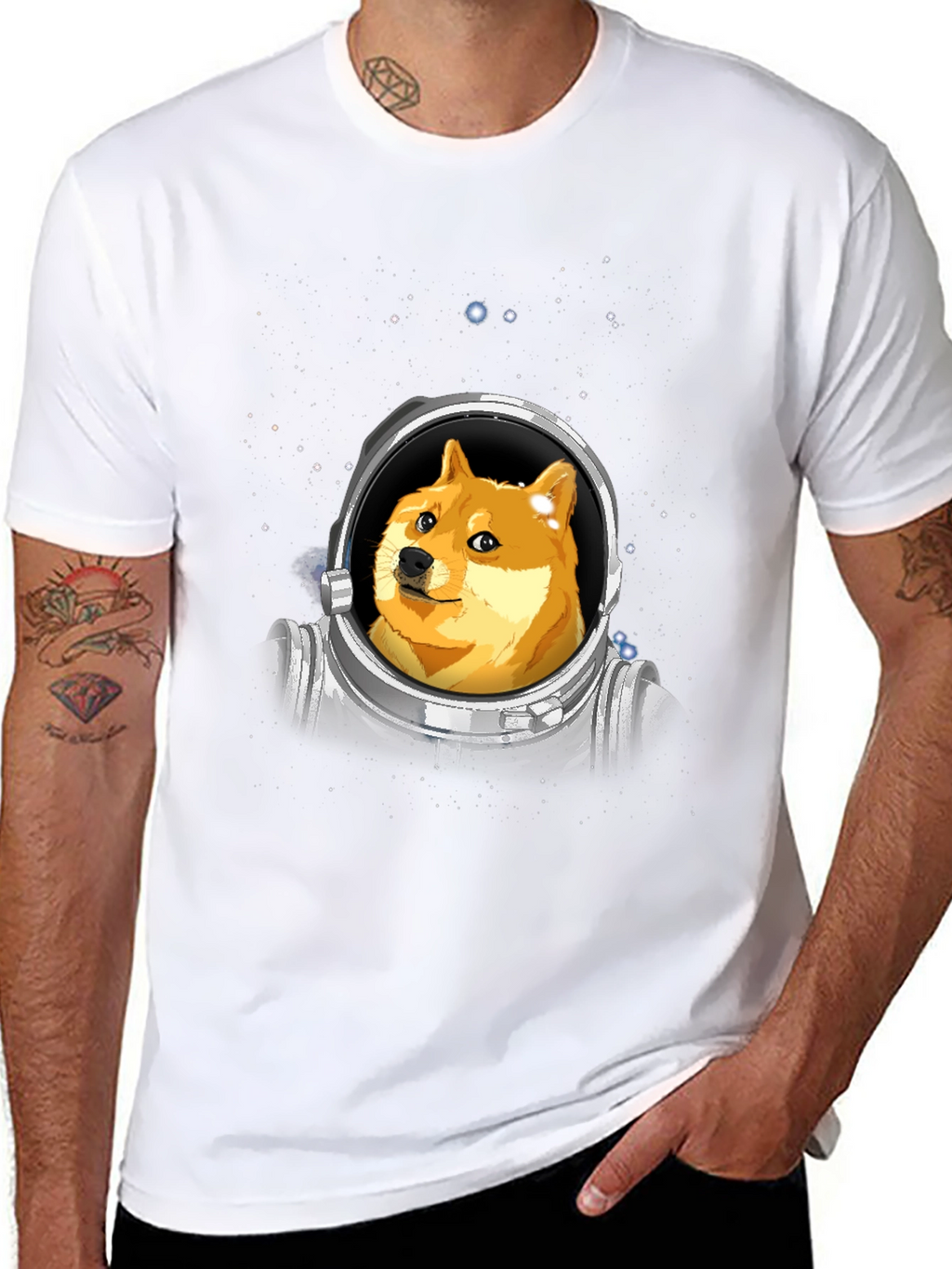 Doge Astronaut Black T-Shirt - Crypto Meme Tee