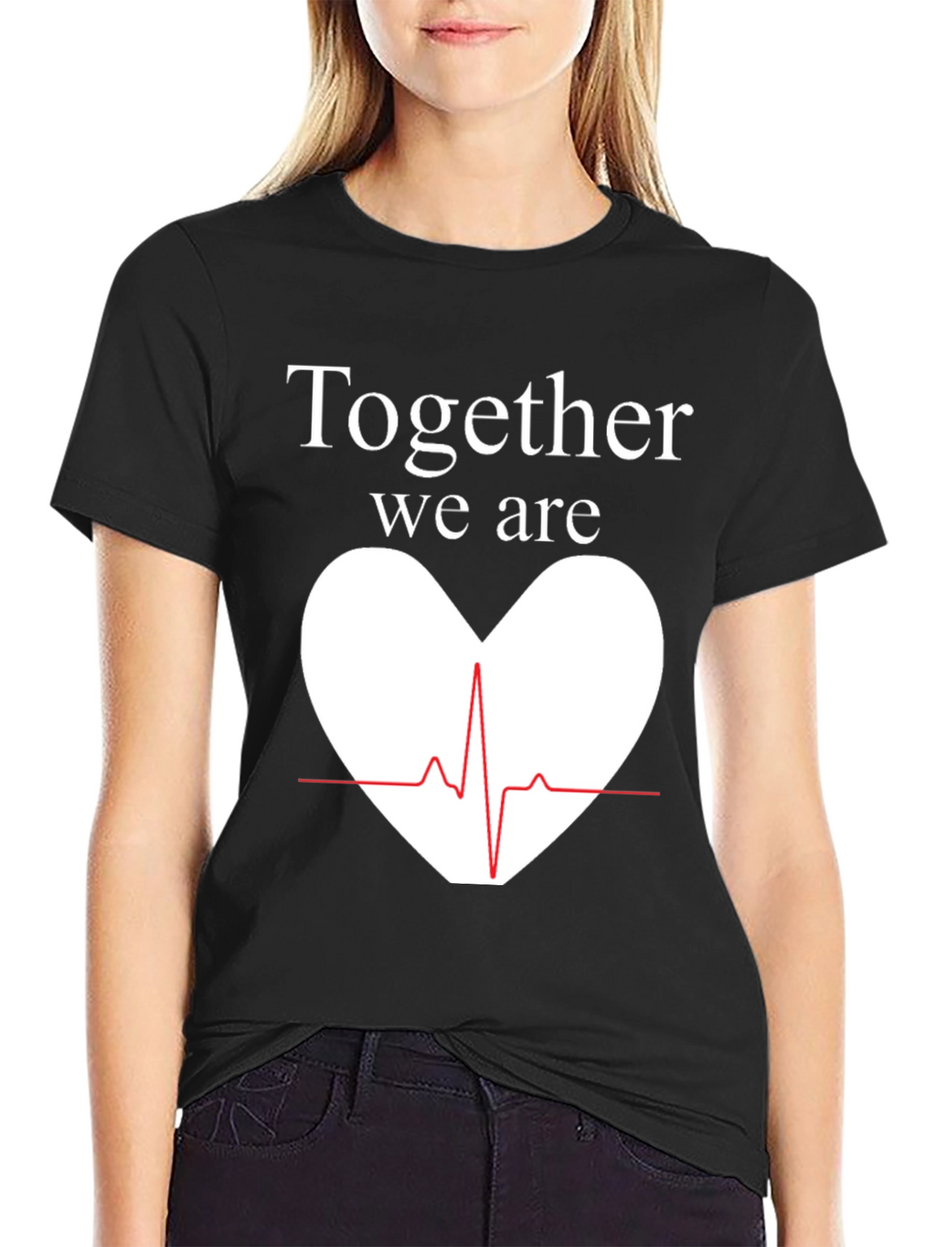 Together We Are Heartbeat Graphic Tee - Black