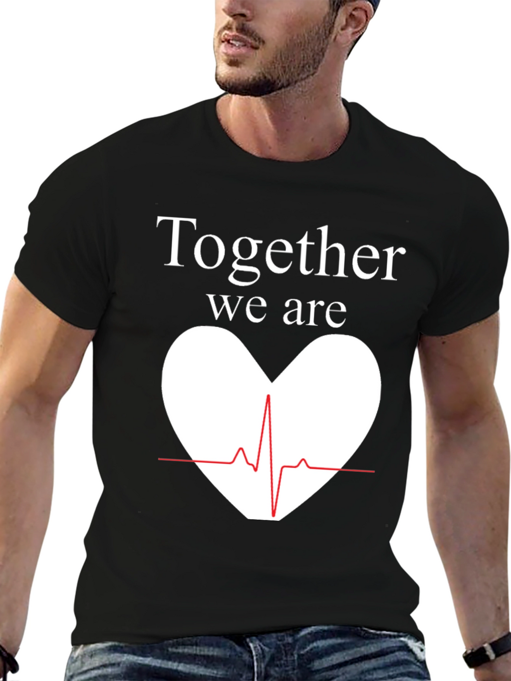 Together We Are Heartbeat Graphic Tee - Black