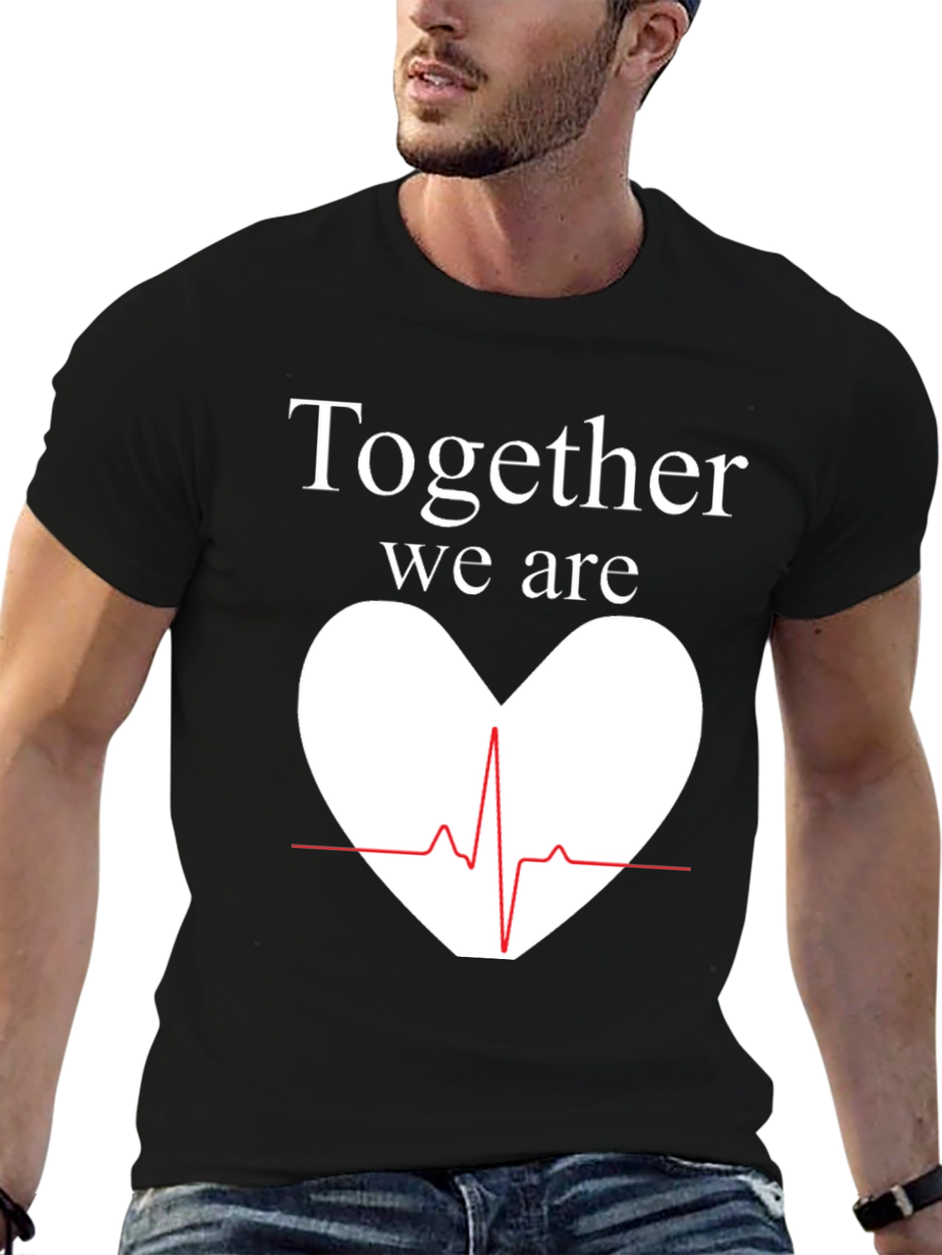 Together We Are Heartbeat Graphic Tee - Black
