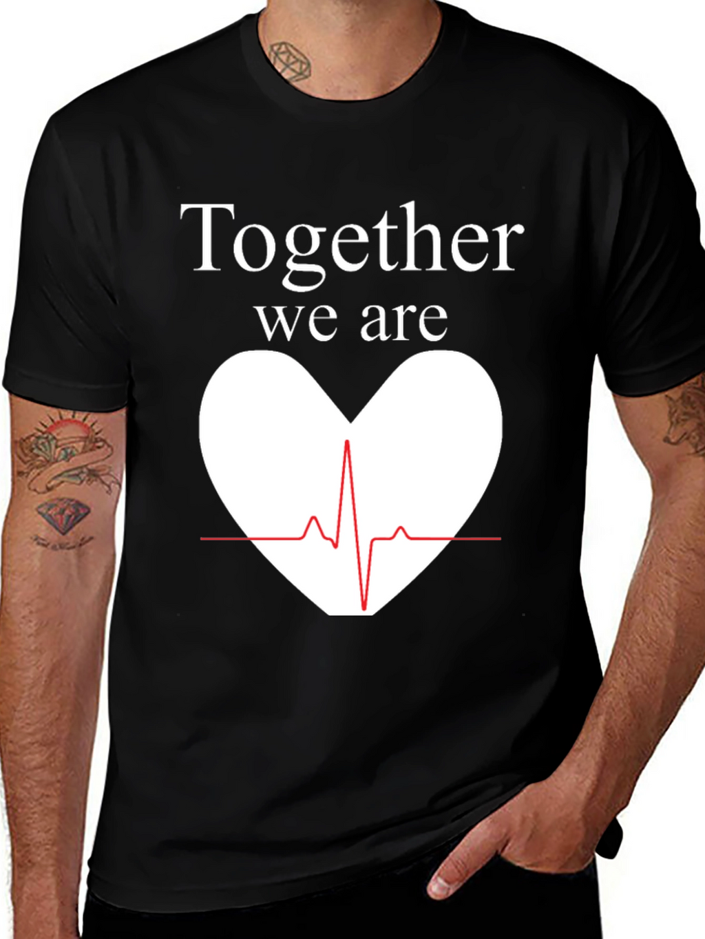 Together We Are Heartbeat Graphic Tee - Black