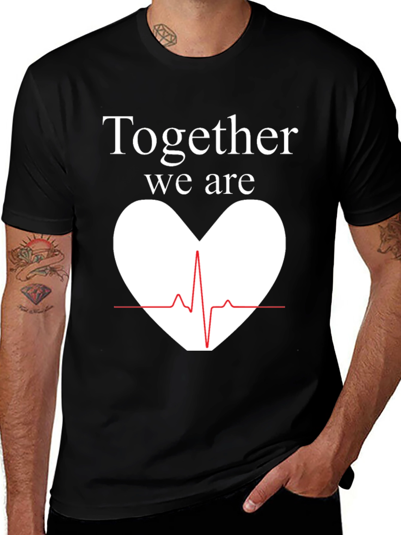 Together We Are Heartbeat Graphic Tee - Black