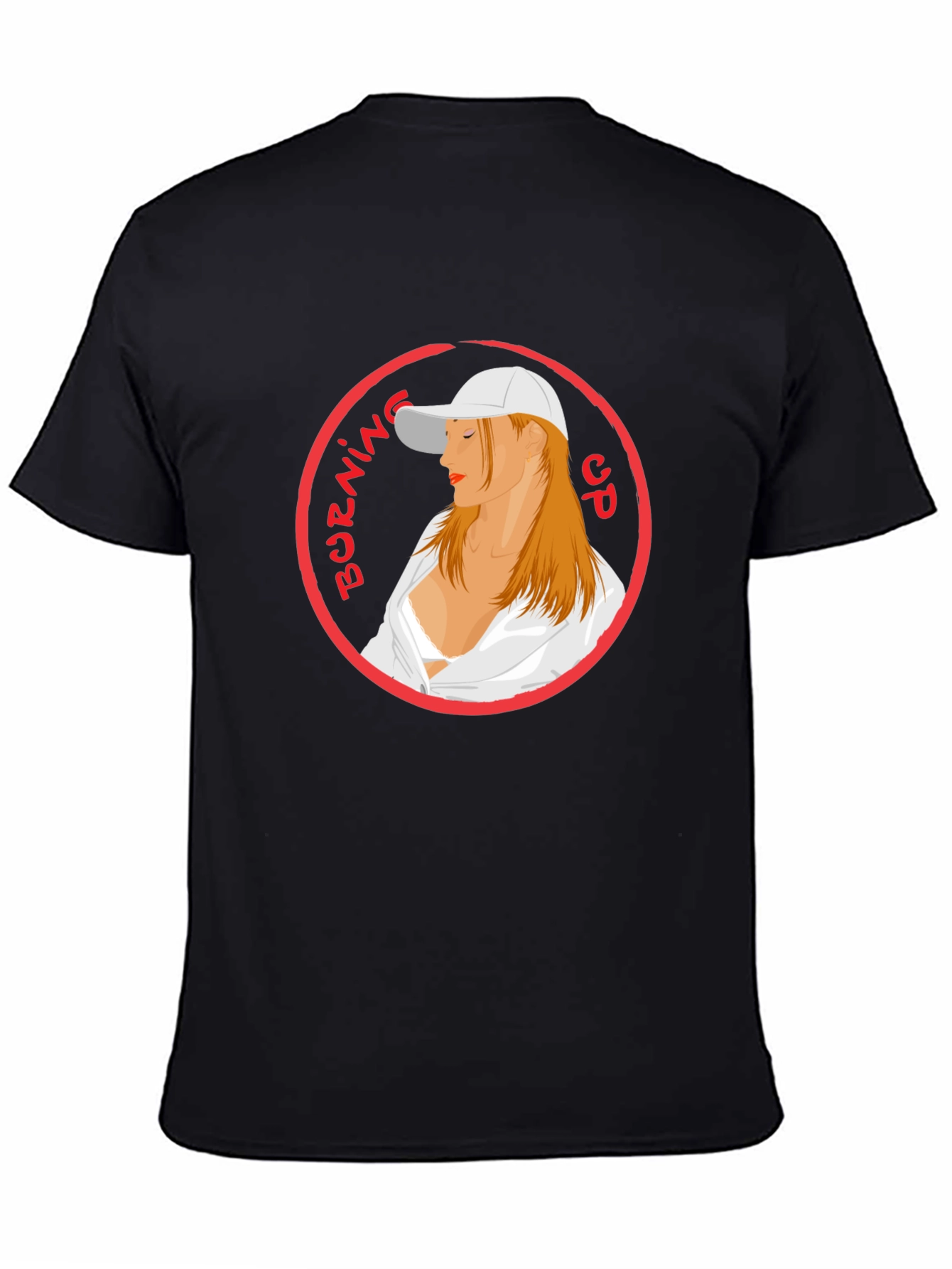 Burning Up Graphic Tee - Cool Circle Design Black T-Shirt