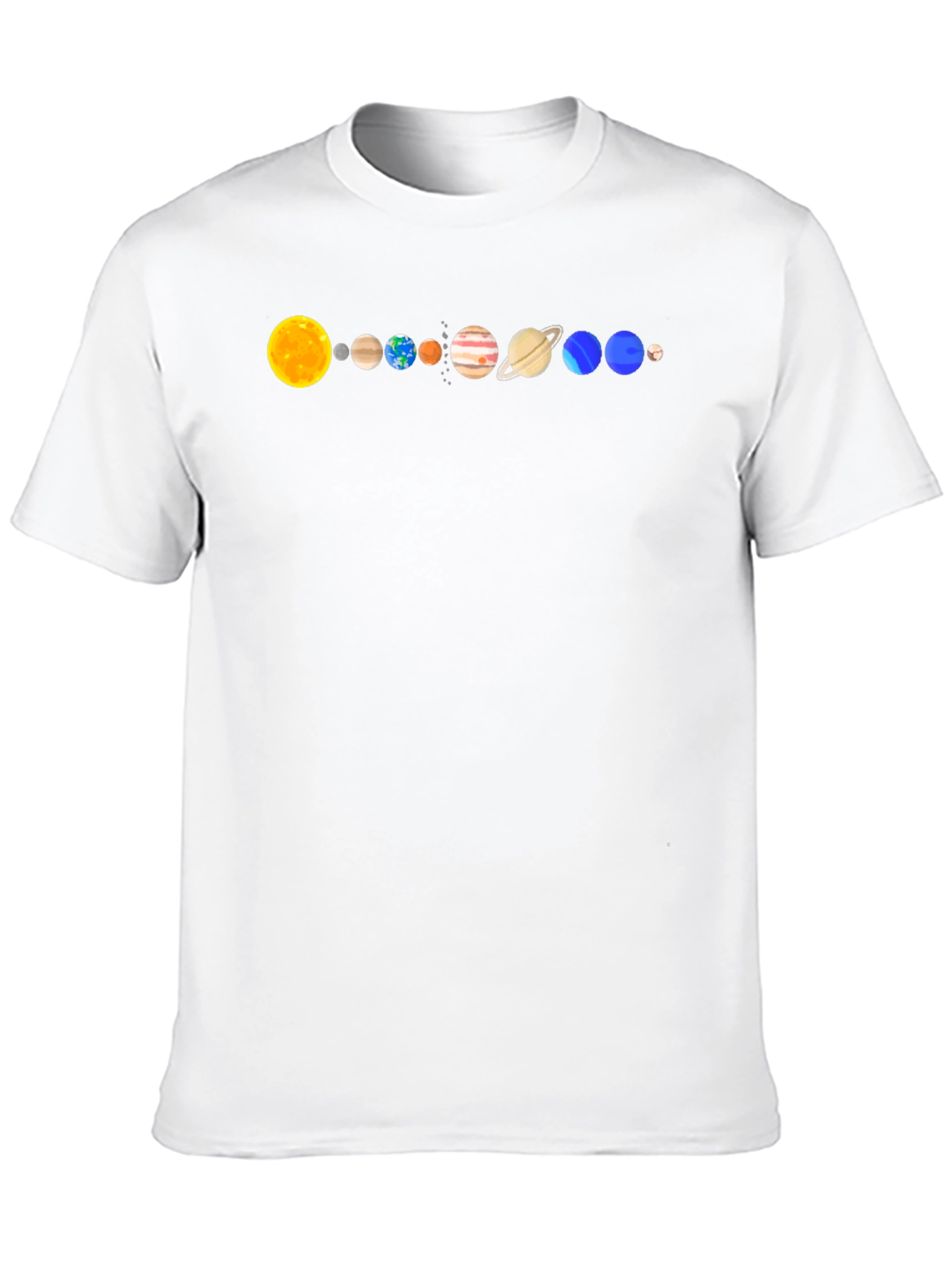 Solar System Planets Graphic T-Shirt - Black Cotton