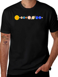 Solar System Planets Graphic T-Shirt - Black Cotton
