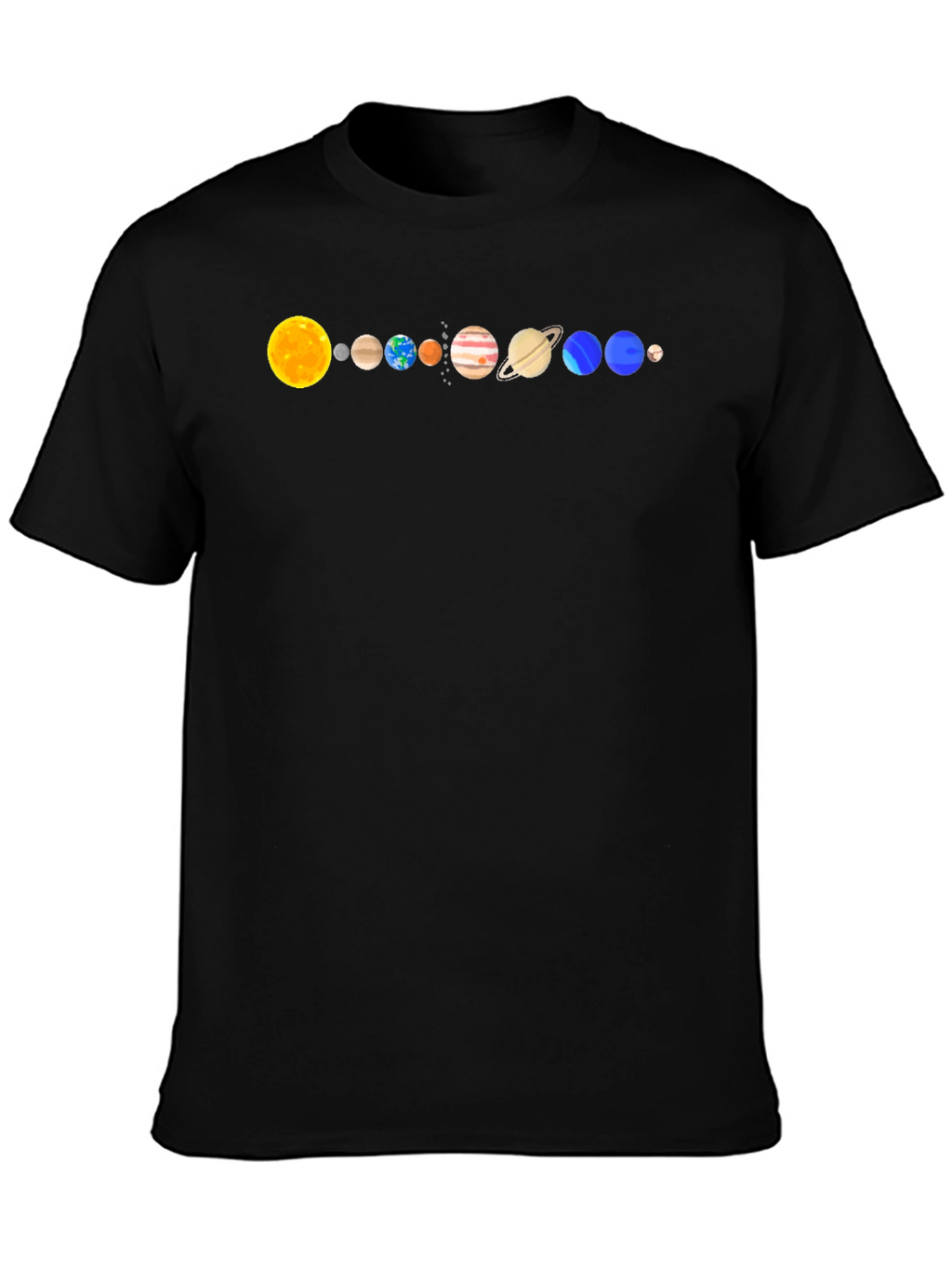 Solar System Planets Graphic T-Shirt - Black Cotton
