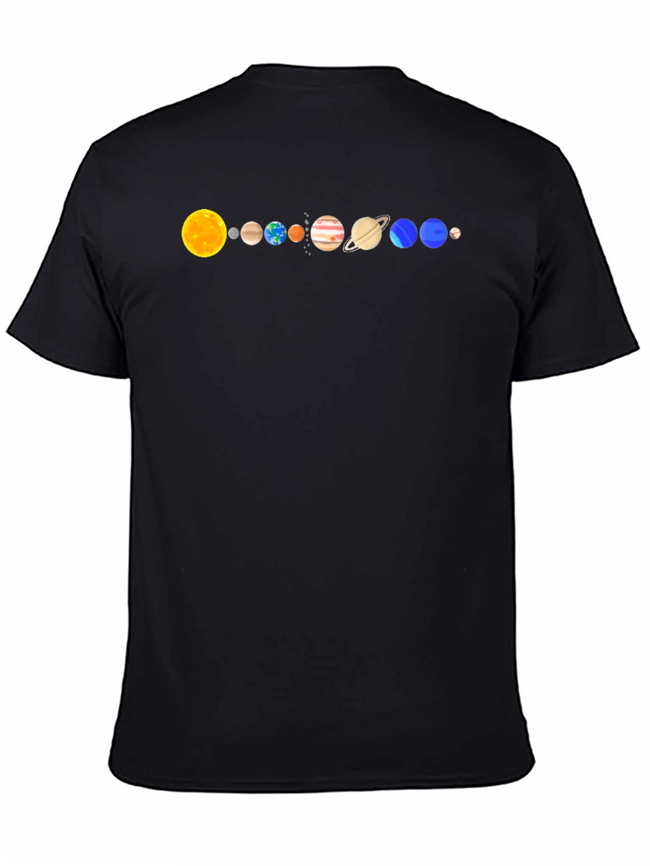 Solar System Planets Graphic T-Shirt - Black Cotton