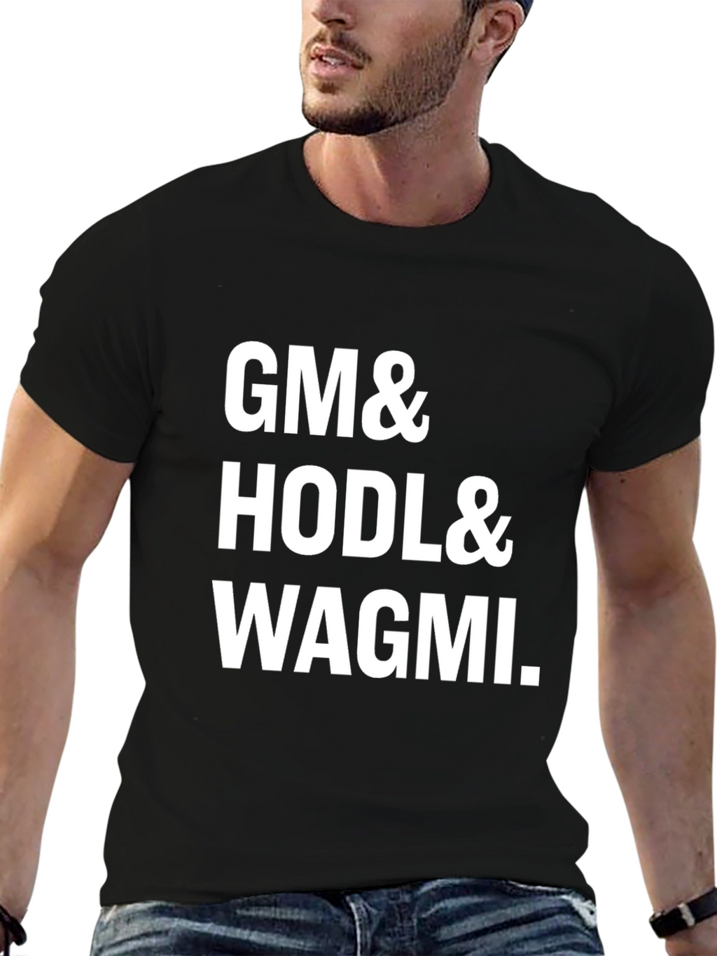 GM HODL WAGMI Crypto T-Shirt - Black Cotton Tee