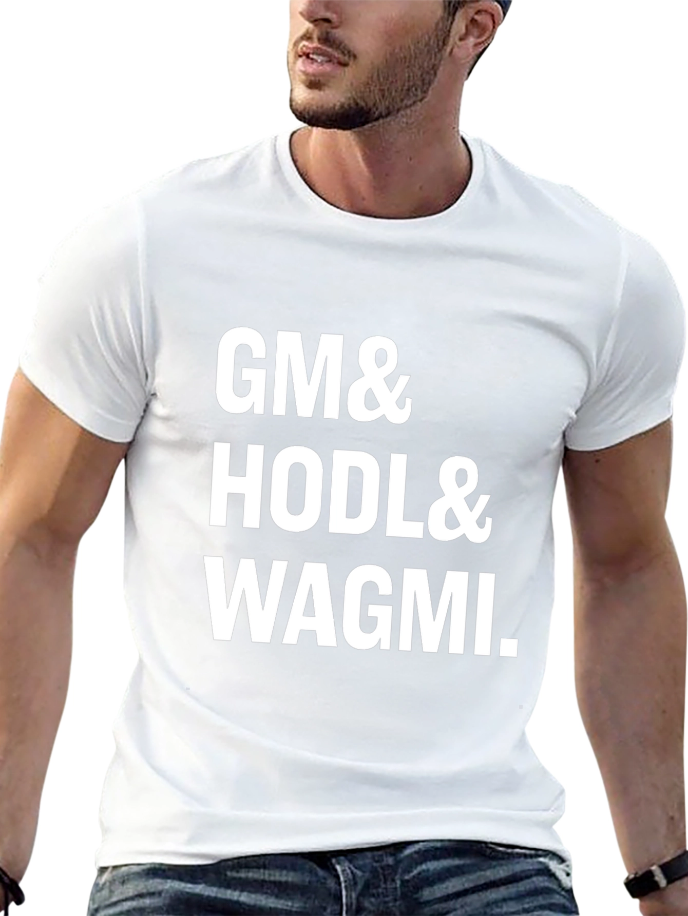 GM HODL WAGMI Crypto T-Shirt - Black Cotton Tee