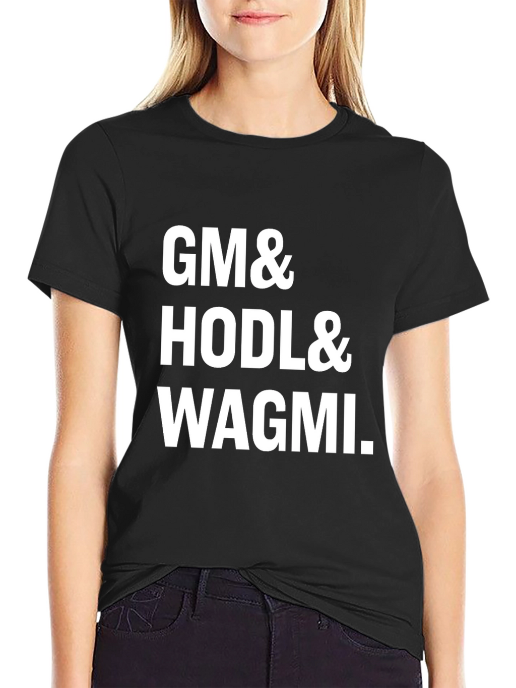 GM HODL WAGMI Crypto T-Shirt - Black Cotton Tee
