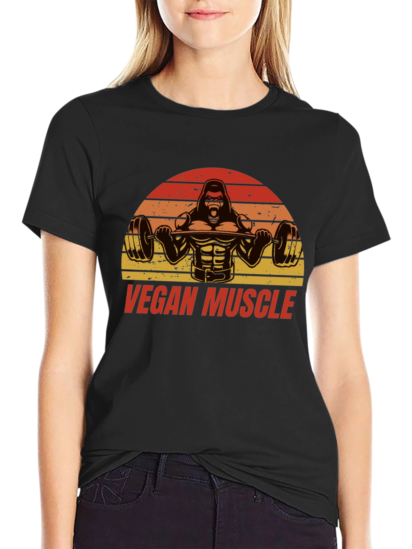 Vegan Muscle Gorilla Barbell T-Shirt