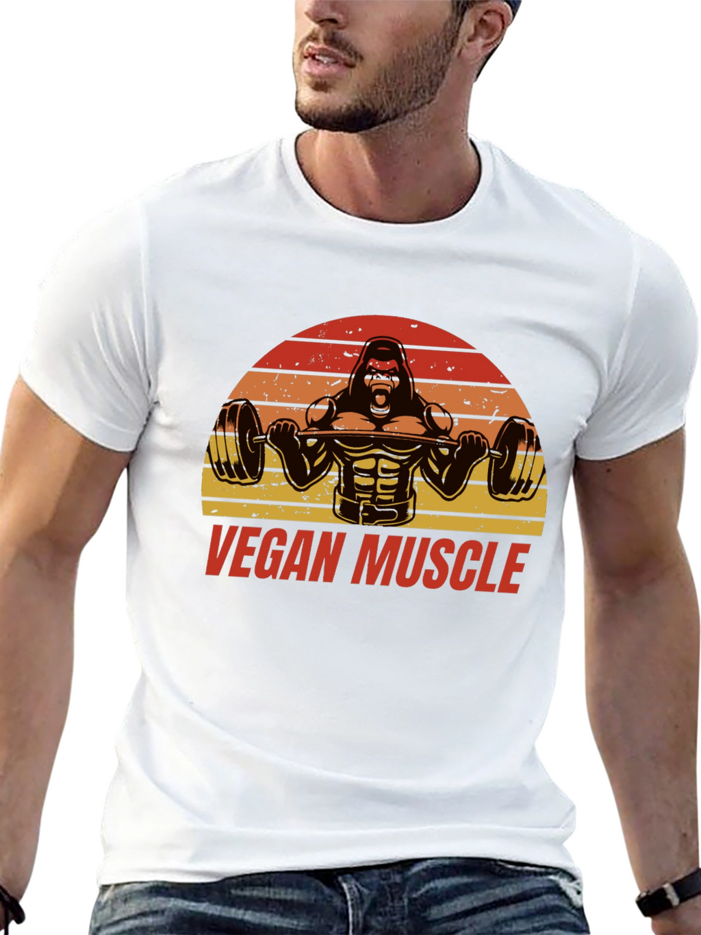 Vegan Muscle Gorilla Barbell T-Shirt