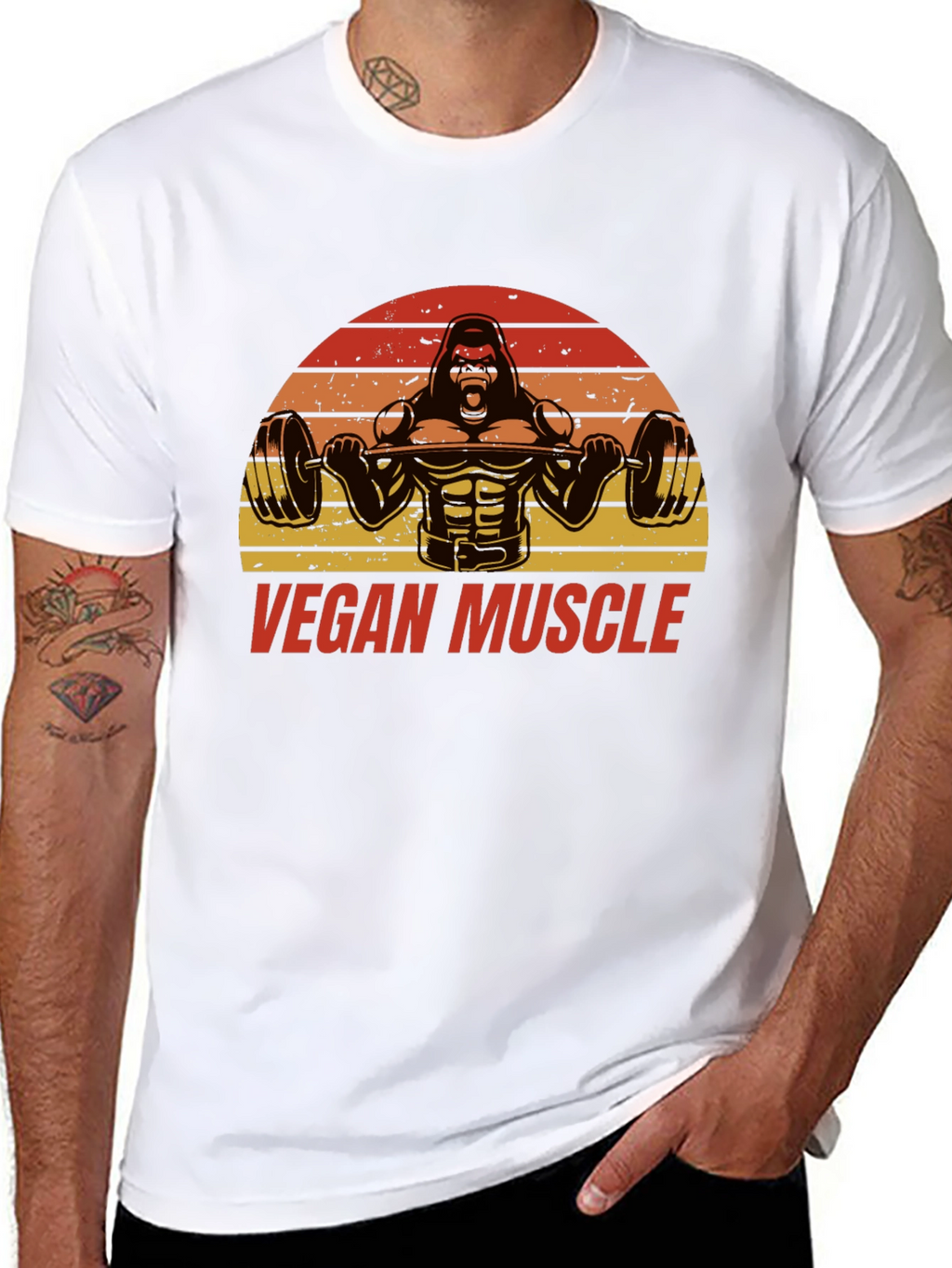 Vegan Muscle Gorilla Barbell T-Shirt