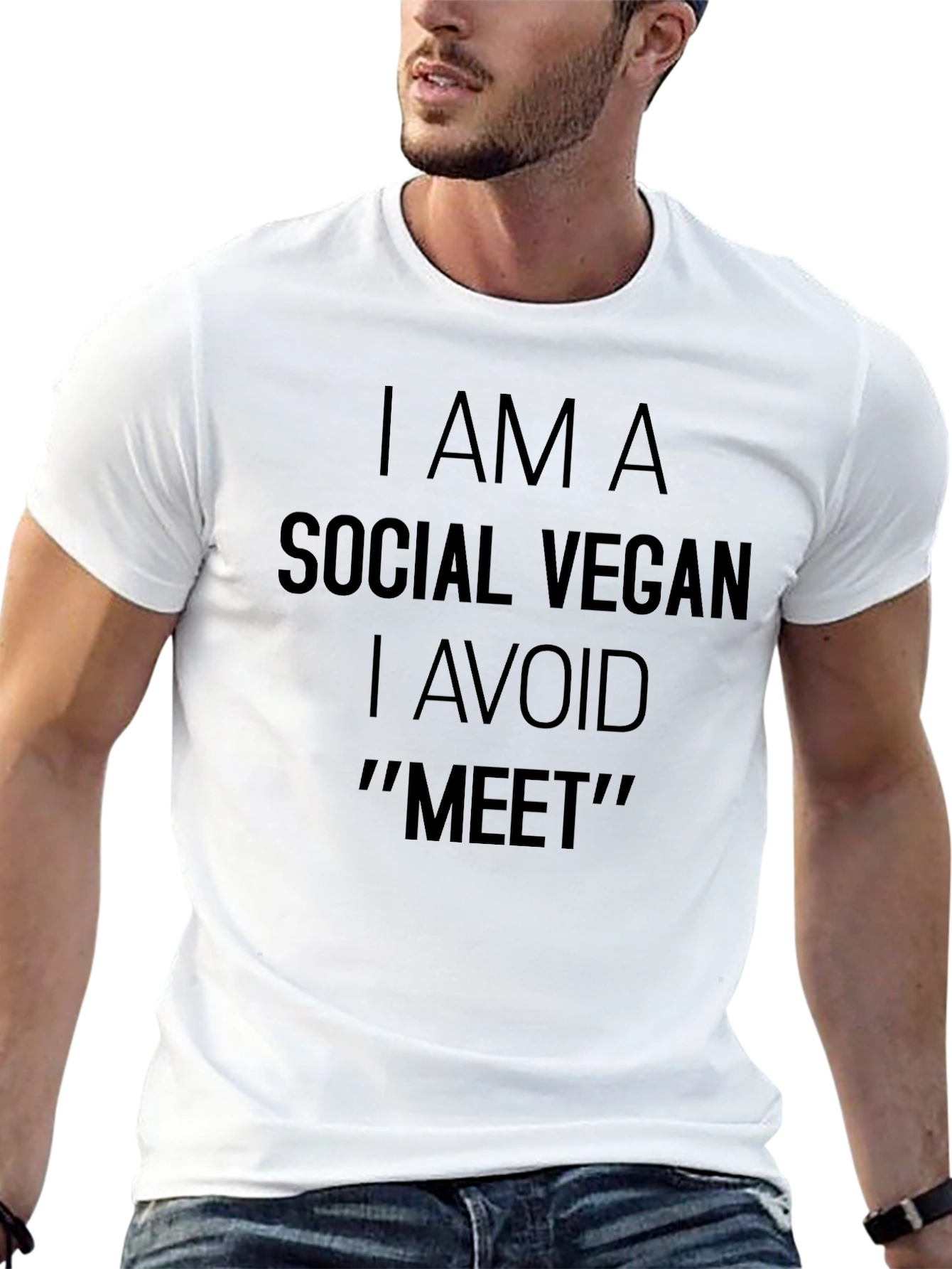Social Vegan Humor T-Shirt Avoid Meet Funny Tee