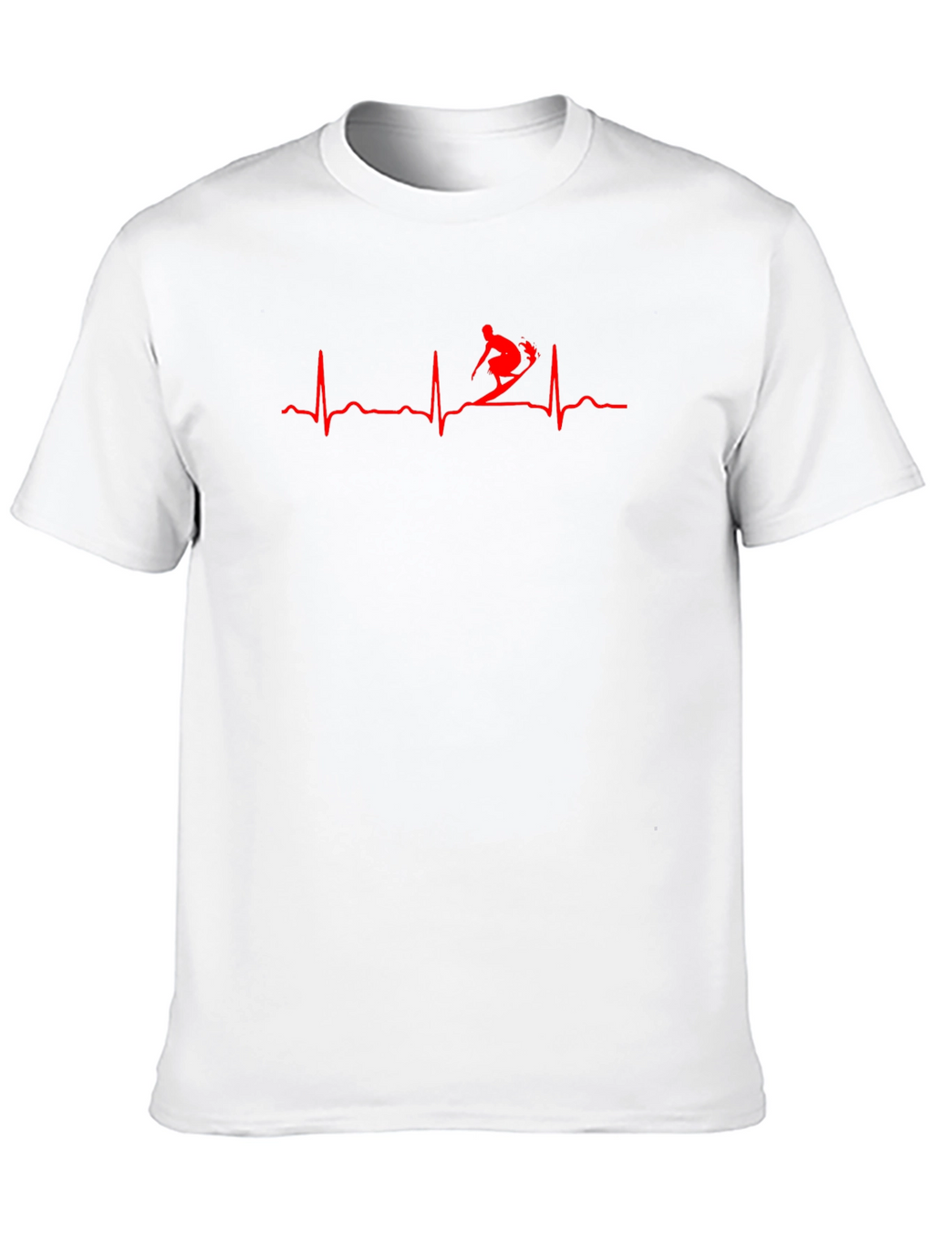 Skier Heartbeat Graphic Tee - Black Cotton T-Shirt