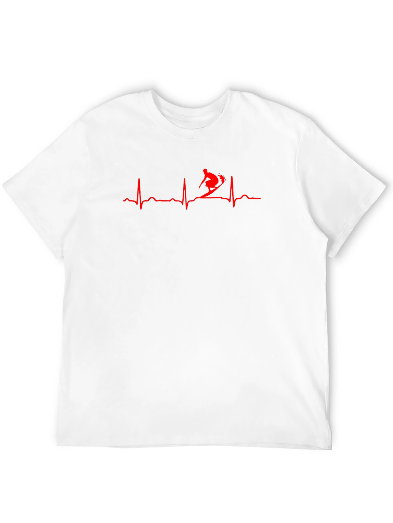 Skier Heartbeat Graphic Tee - Black Cotton T-Shirt