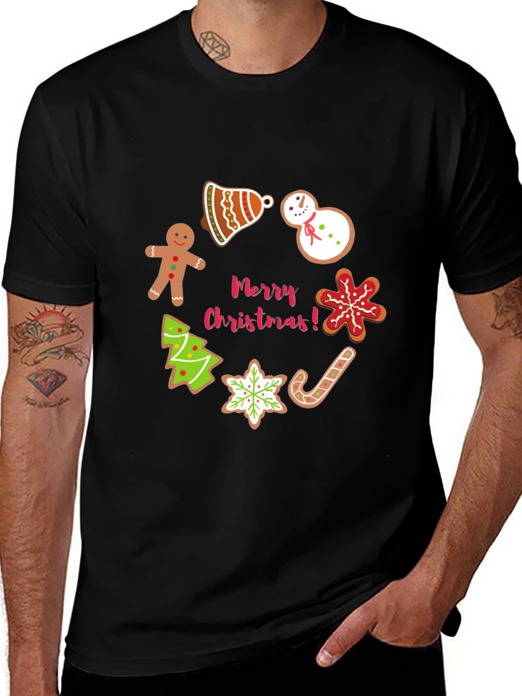 Christmas Cookie Black T-Shirt