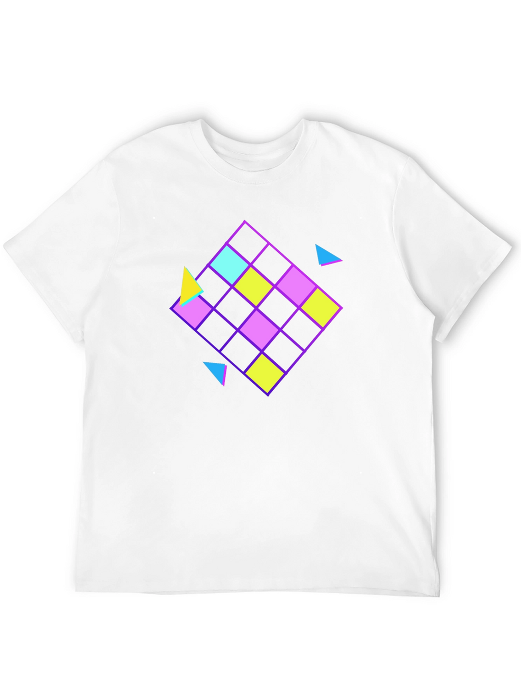 Retro Geometric Pattern Black T-Shirt