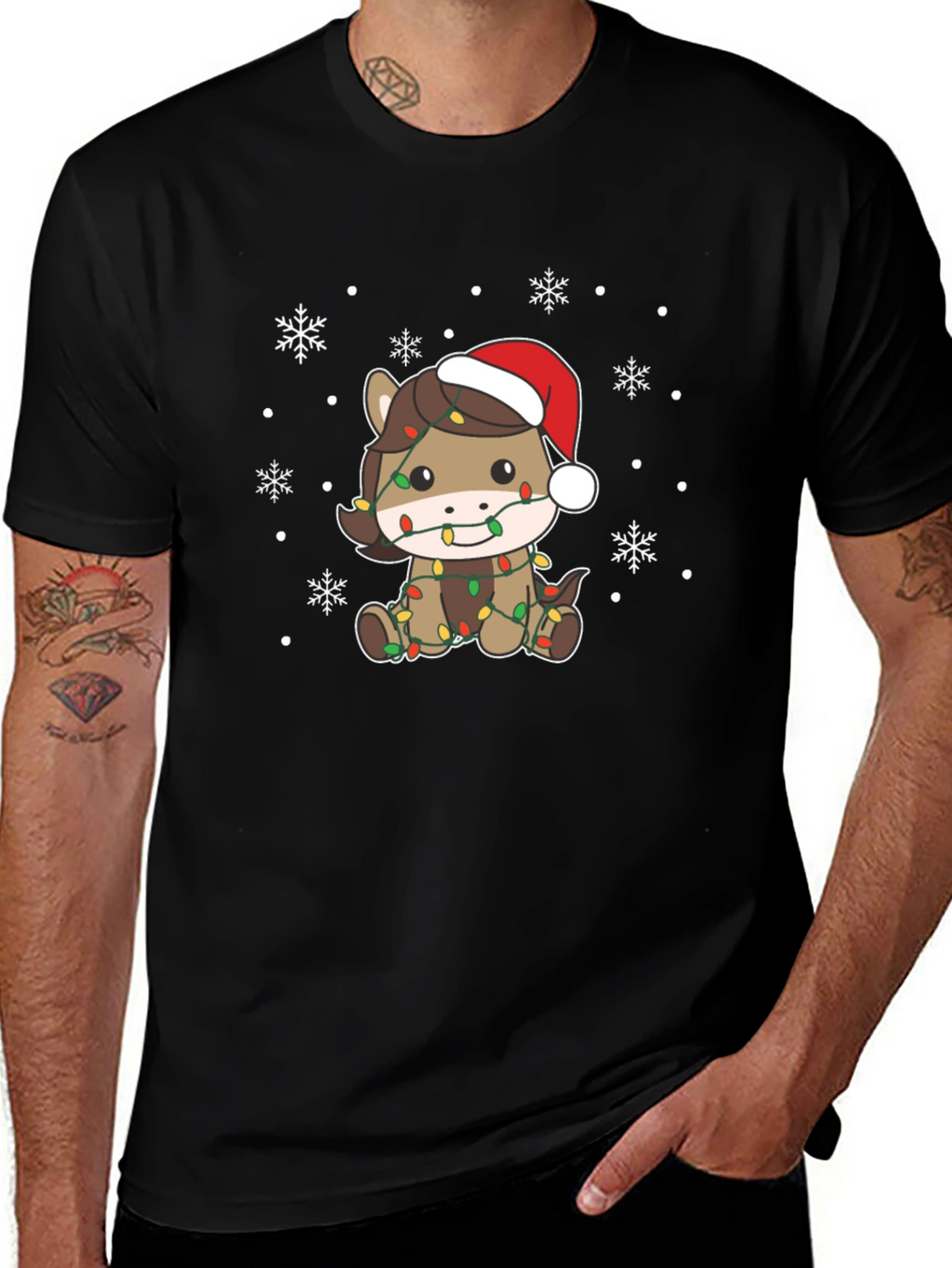 Festive Horse Christmas Lights T-Shirt