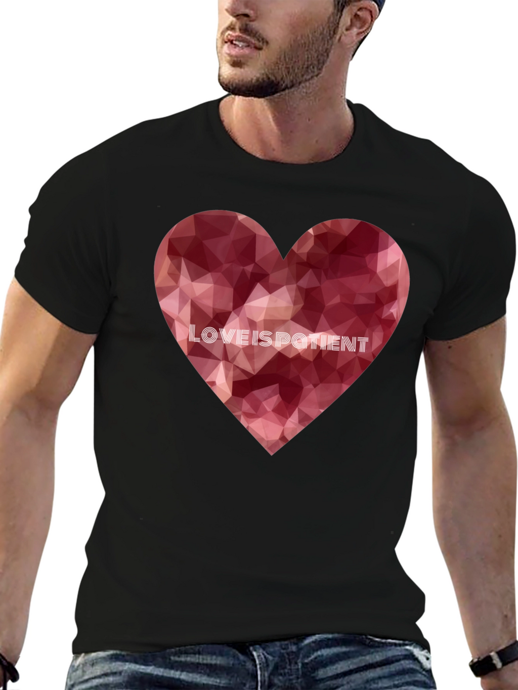 Love Is Patient Heart Graphic Tee - Black