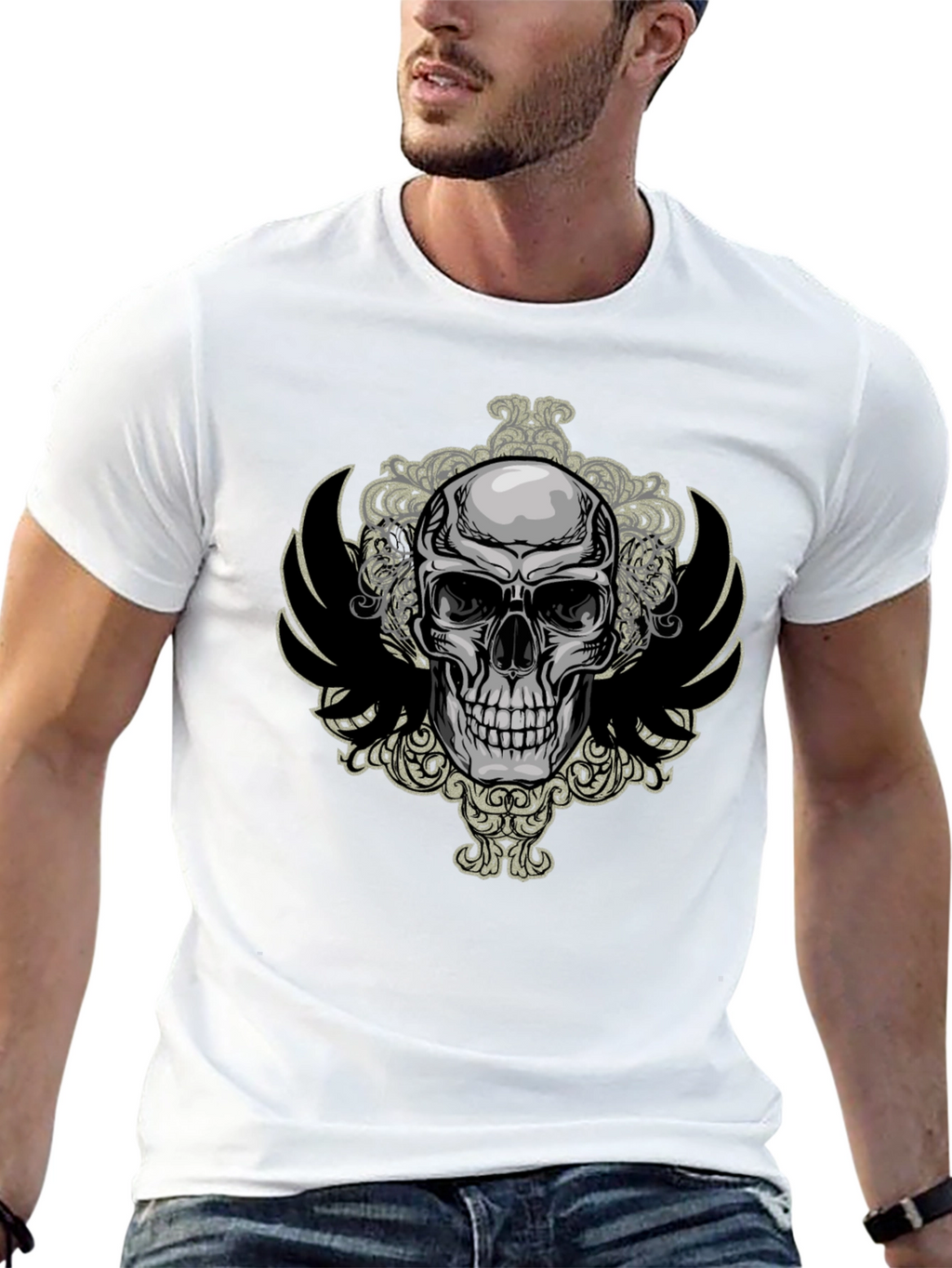 Skull & Wings Graphic Tee - Mens Black T-Shirt