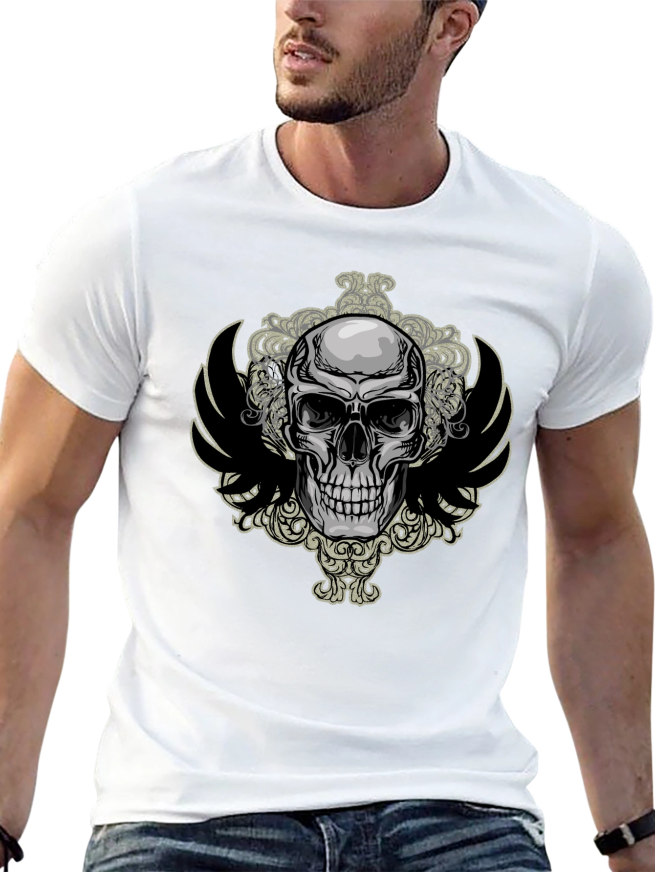 Skull & Wings Graphic Tee - Mens Black T-Shirt