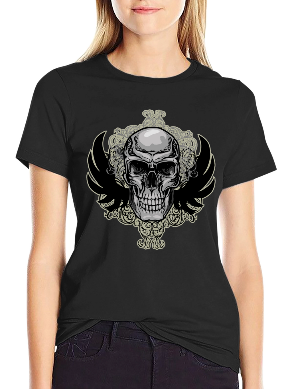 Skull & Wings Graphic Tee - Mens Black T-Shirt