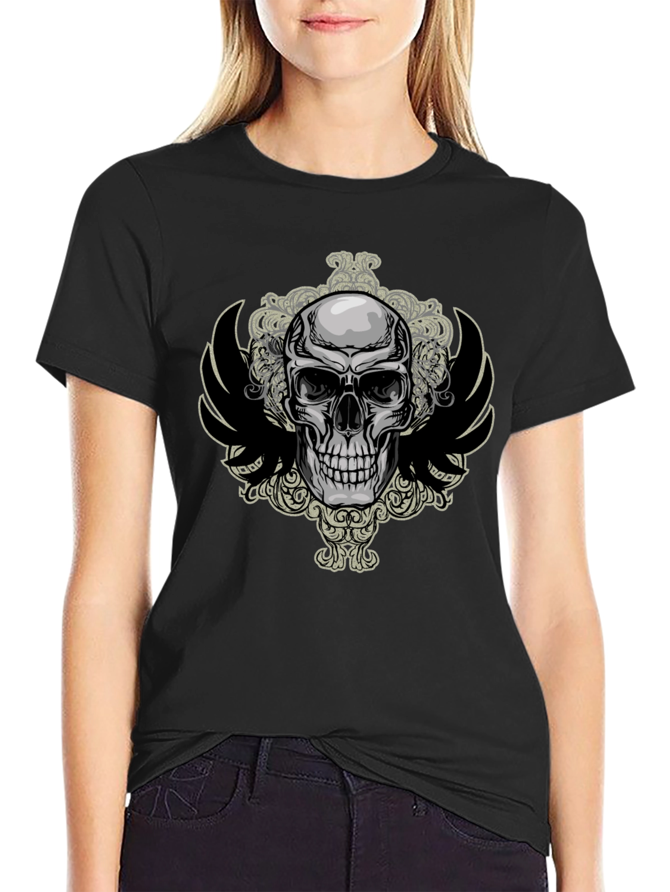 Skull & Wings Graphic Tee - Mens Black T-Shirt