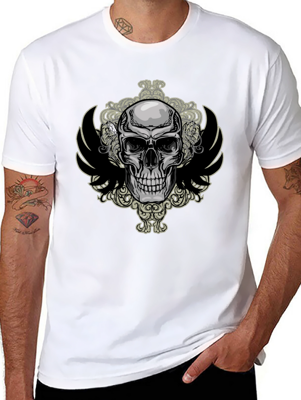 Skull & Wings Graphic Tee - Mens Black T-Shirt