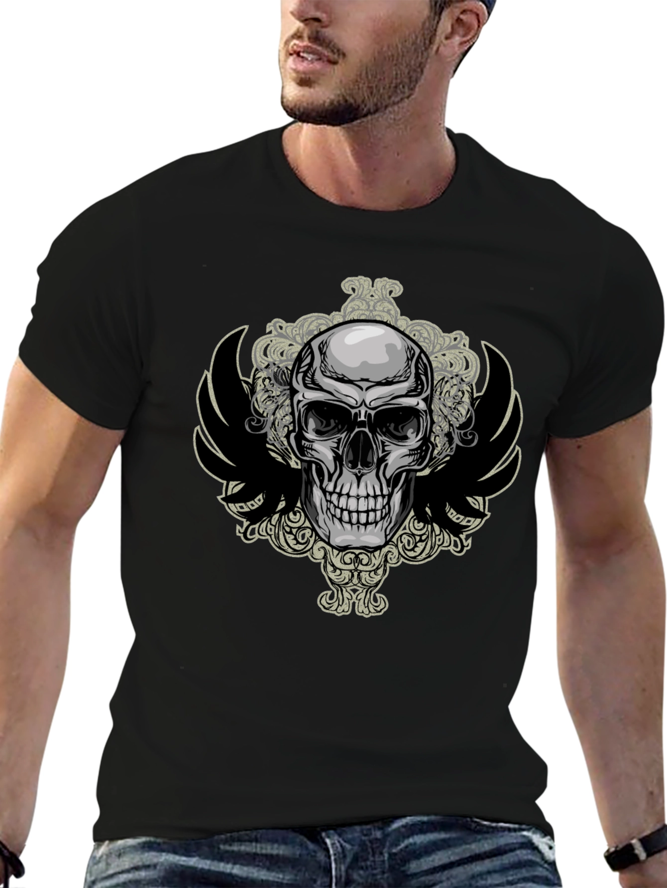 Skull & Wings Graphic Tee - Mens Black T-Shirt