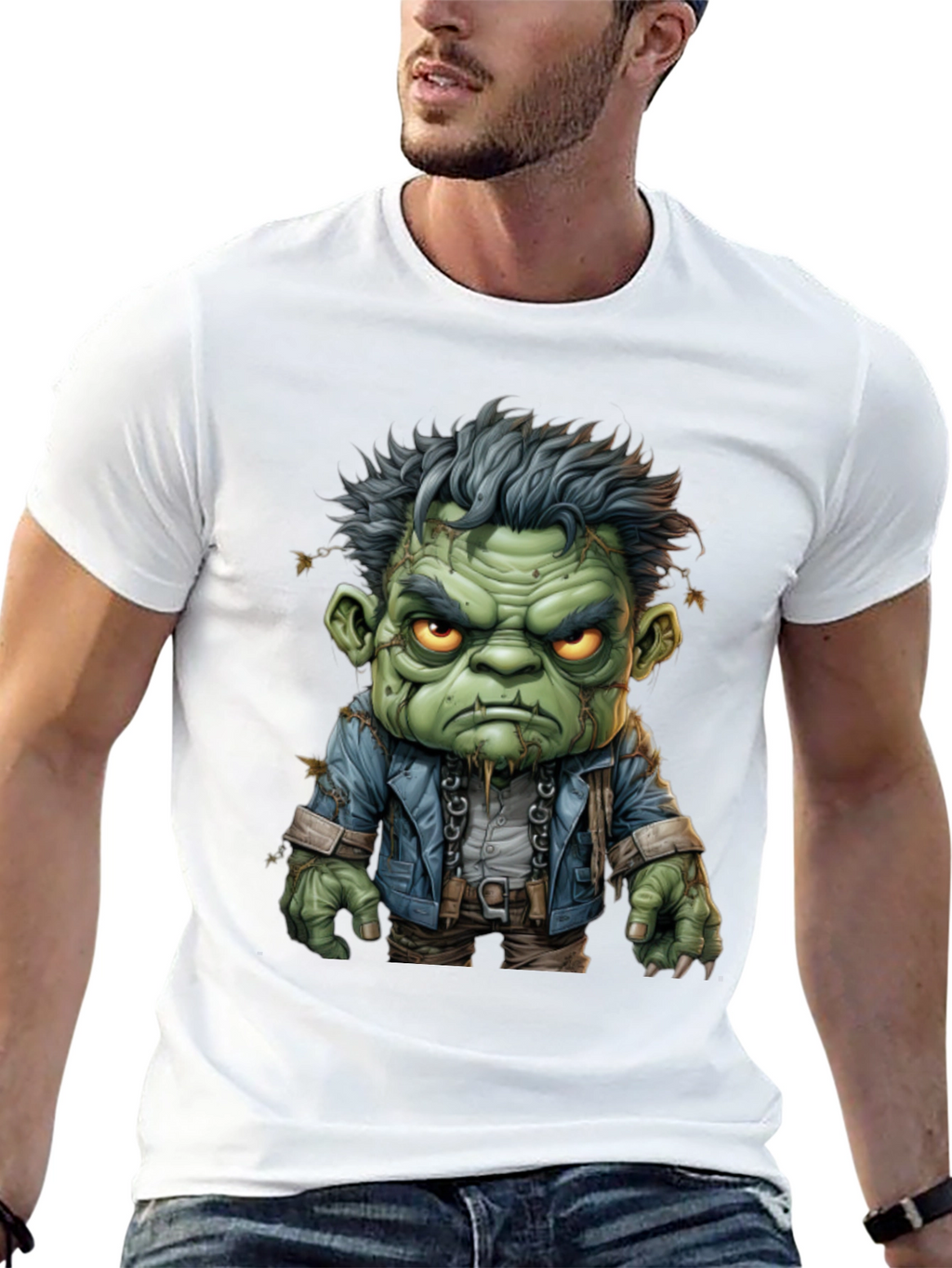 Frankenstein Graphic Tee - Mens Black Cotton T-Shirt