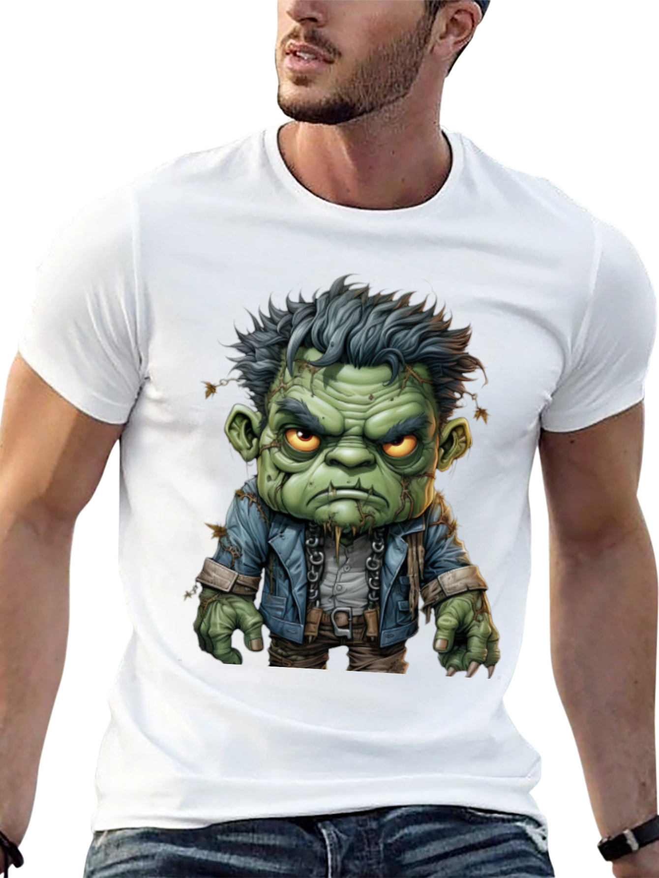 Frankenstein Graphic Tee - Mens Black Cotton T-Shirt