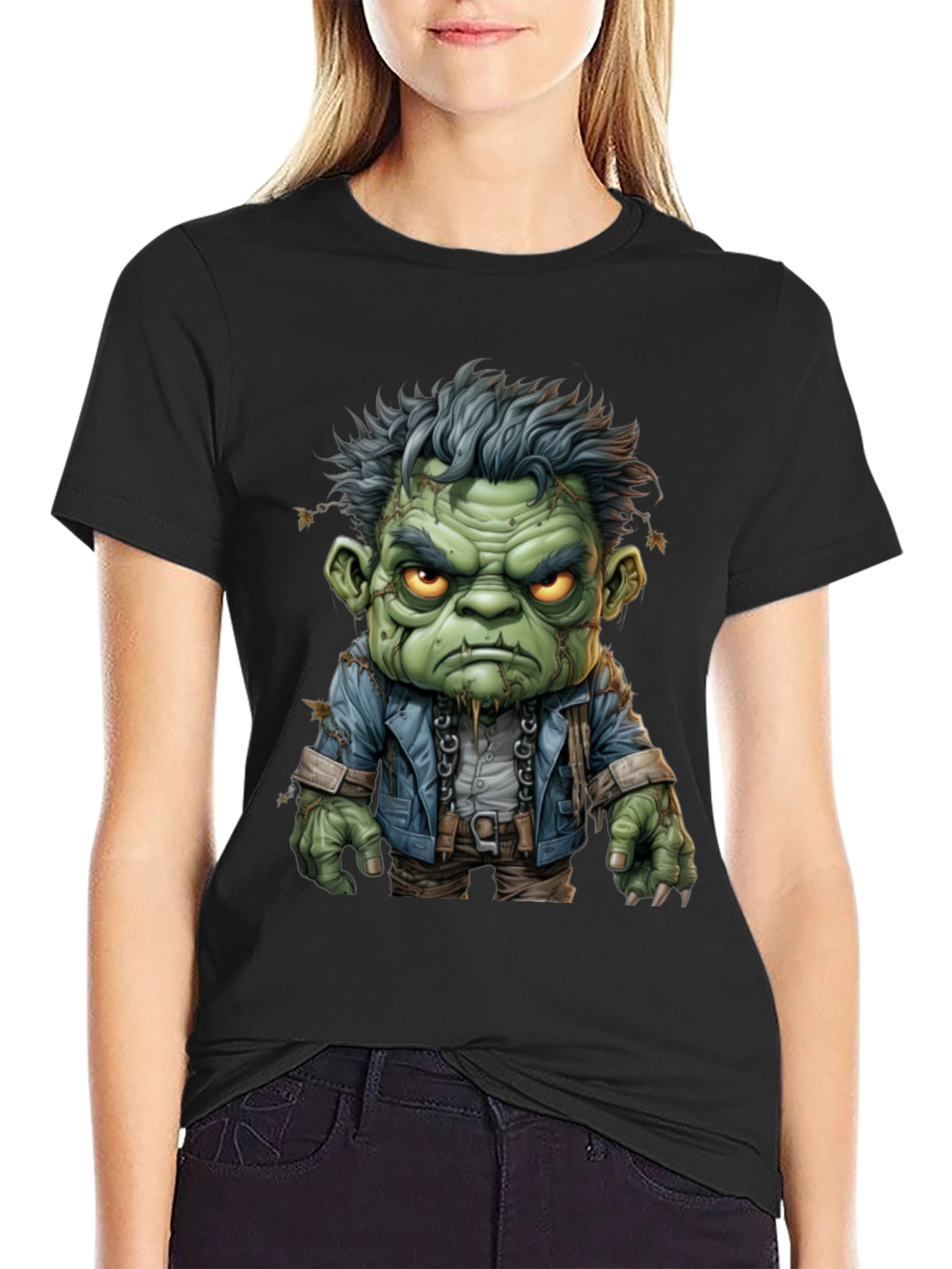 Frankenstein Graphic Tee - Mens Black Cotton T-Shirt