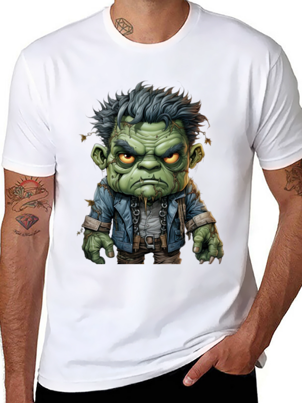 Frankenstein Graphic Tee - Mens Black Cotton T-Shirt