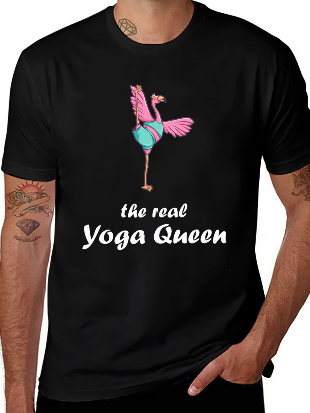 Yoga Queen Flamingo Graphic T-Shirt