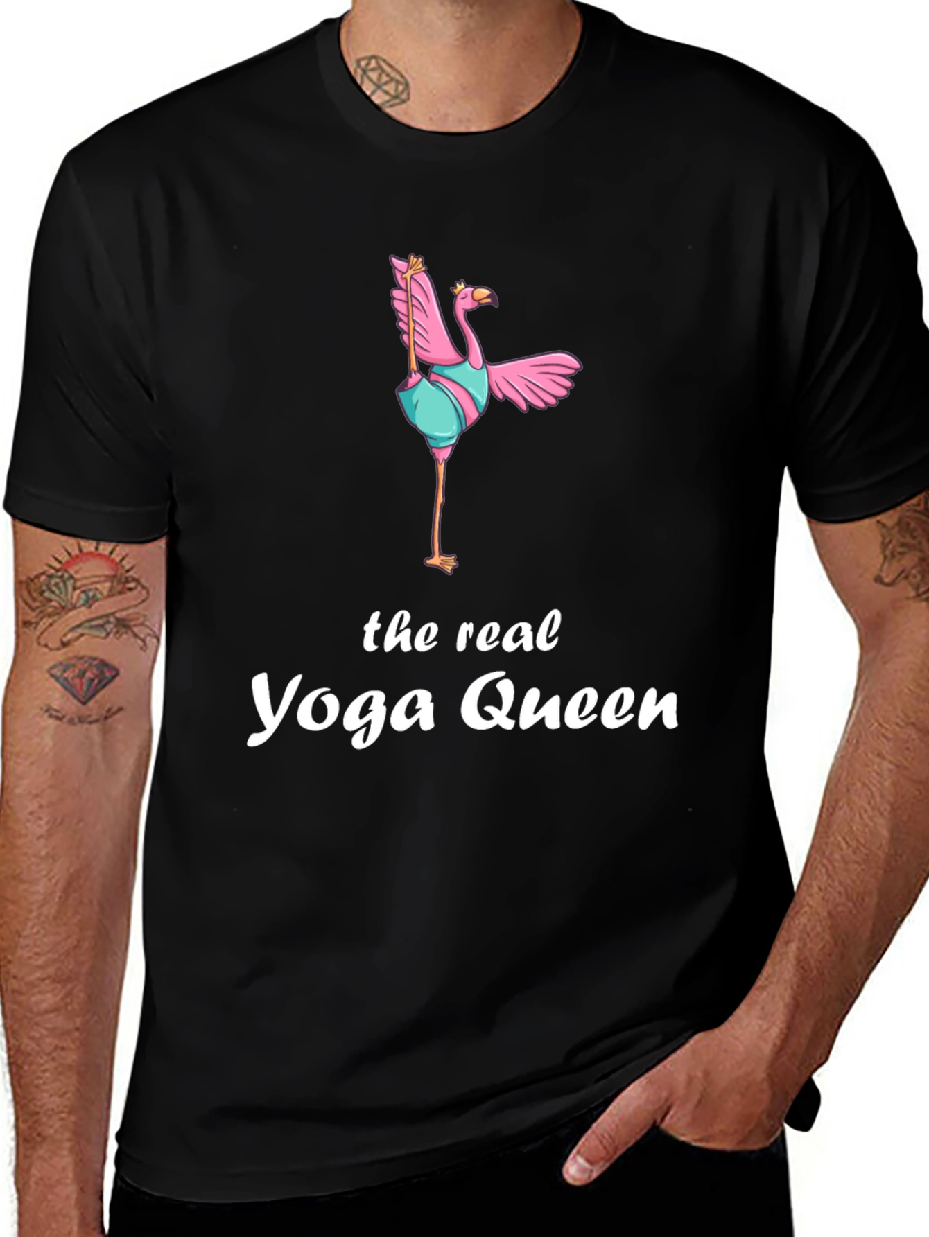 Yoga Queen Flamingo Graphic T-Shirt