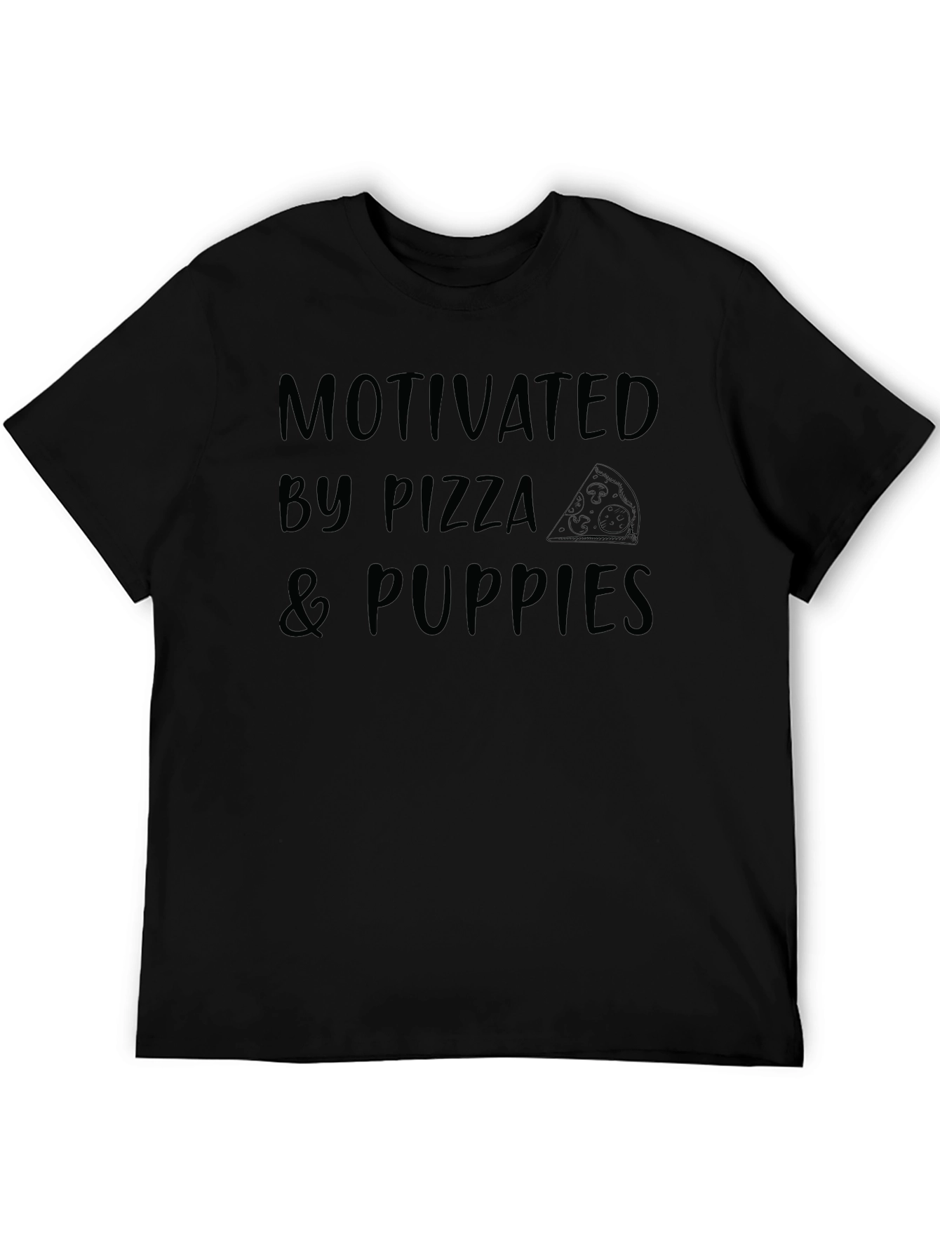 Motivated by Pizza & Puppies Graphic Tee - Black