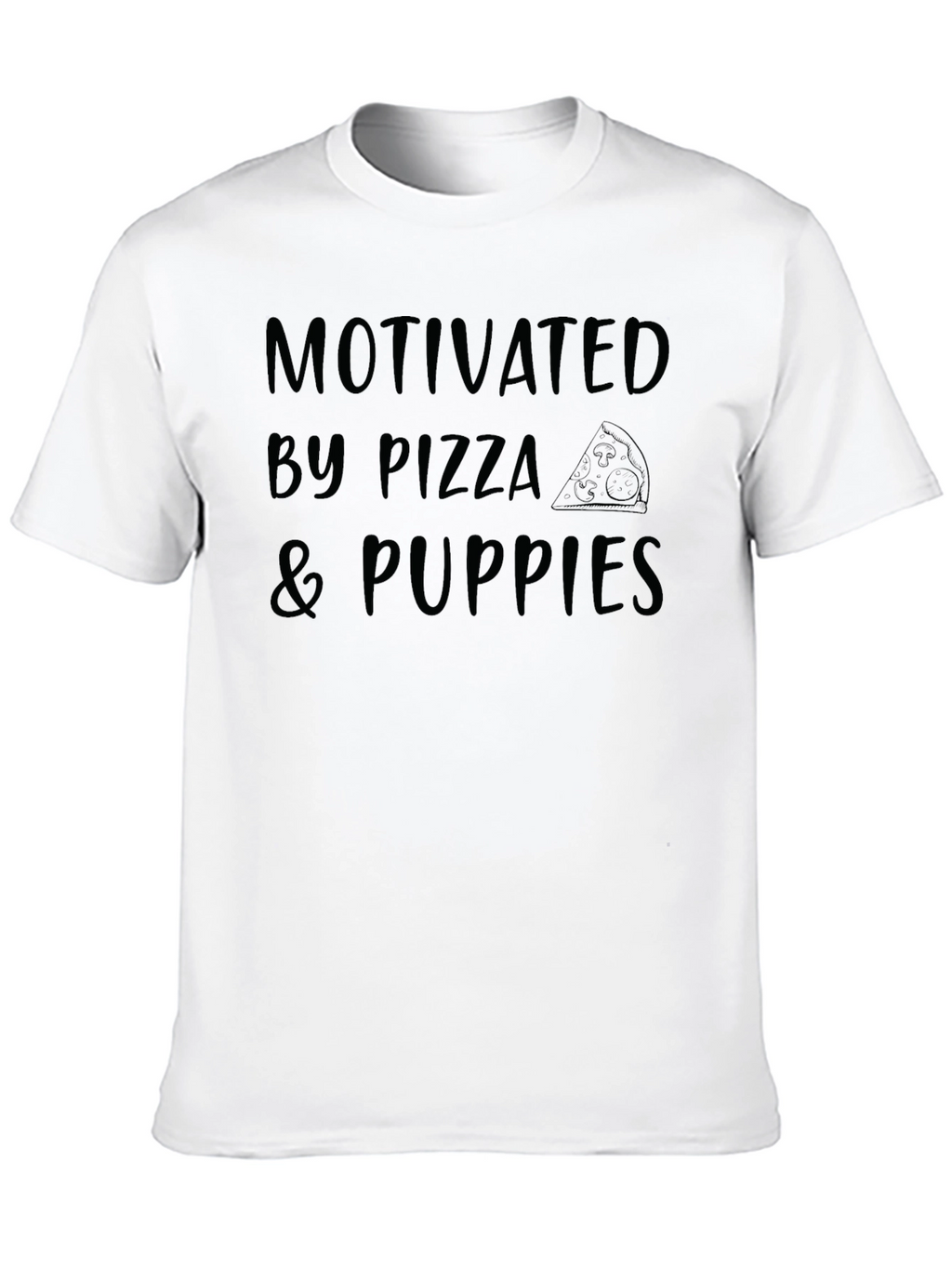 Motivated by Pizza & Puppies Graphic Tee - Black