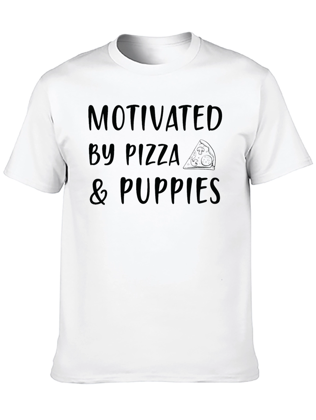 Motivated by Pizza & Puppies Graphic Tee - Black