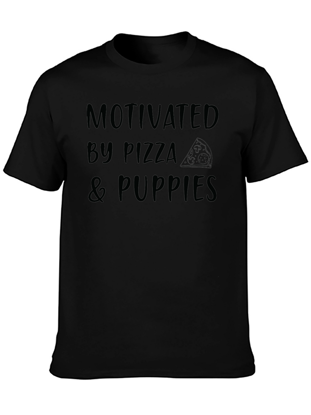 Motivated by Pizza & Puppies Graphic Tee - Black