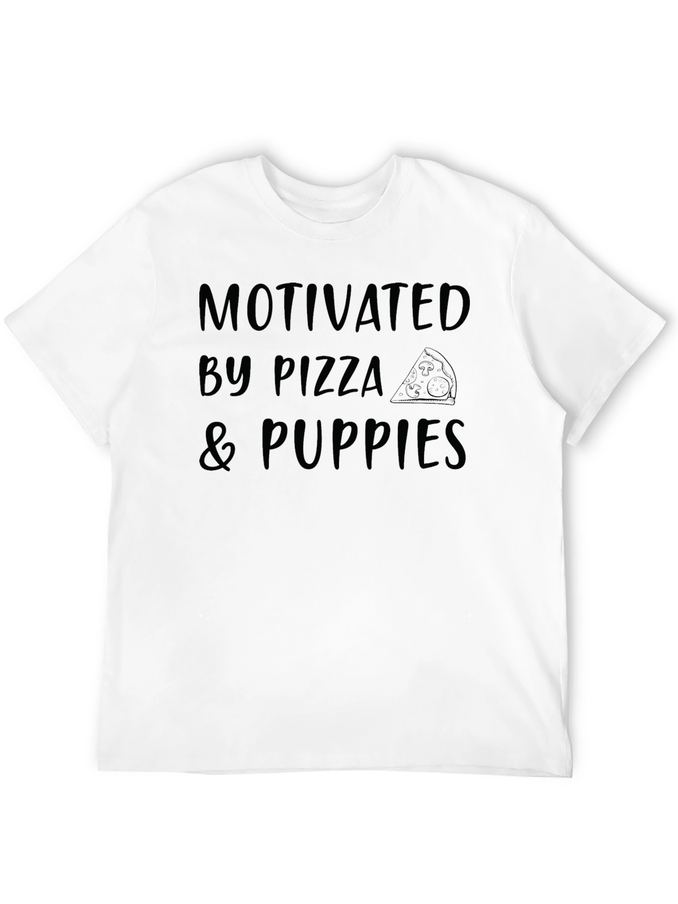 Motivated by Pizza & Puppies Graphic Tee - Black